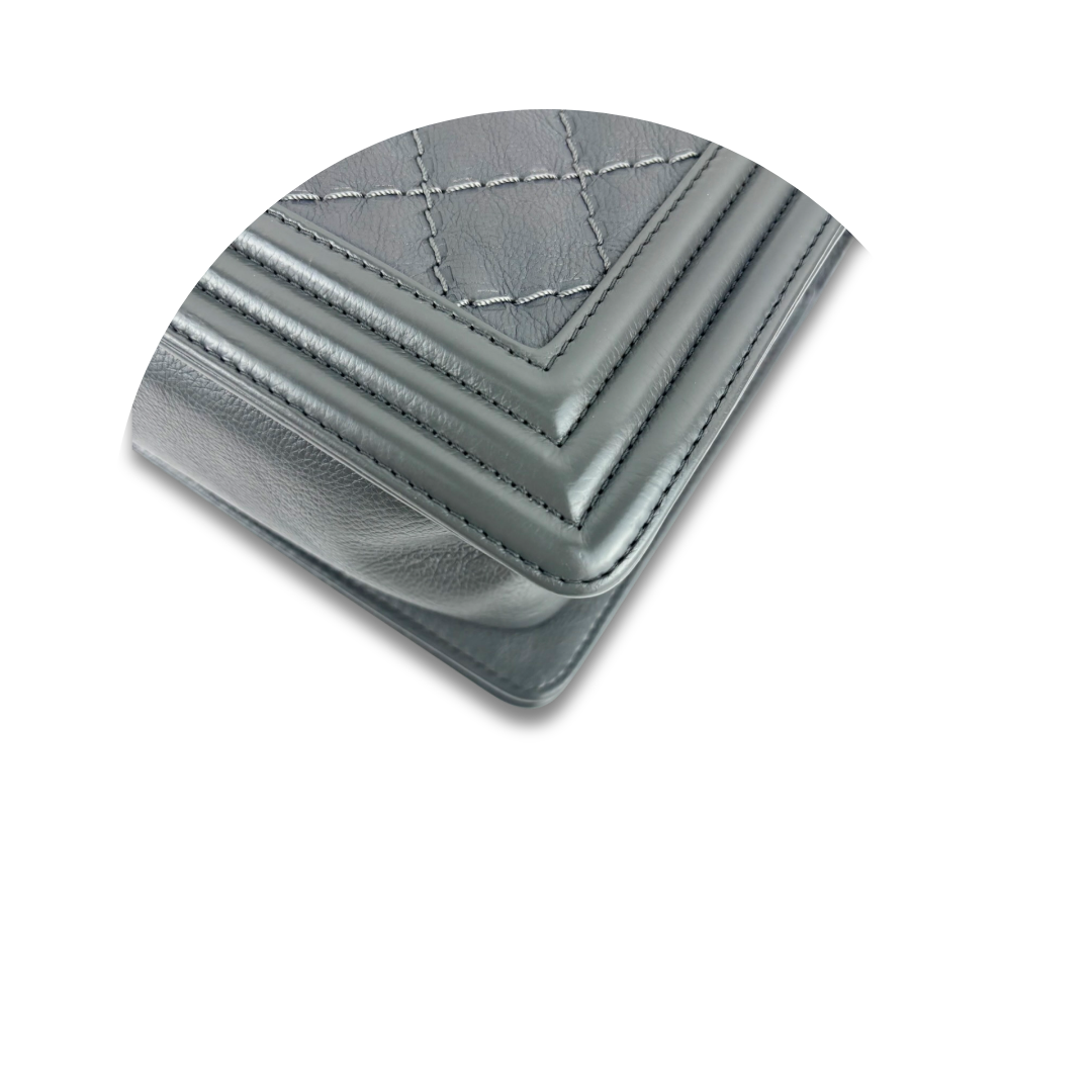 Chanel Grey Double Stitch Medium Boy Bag