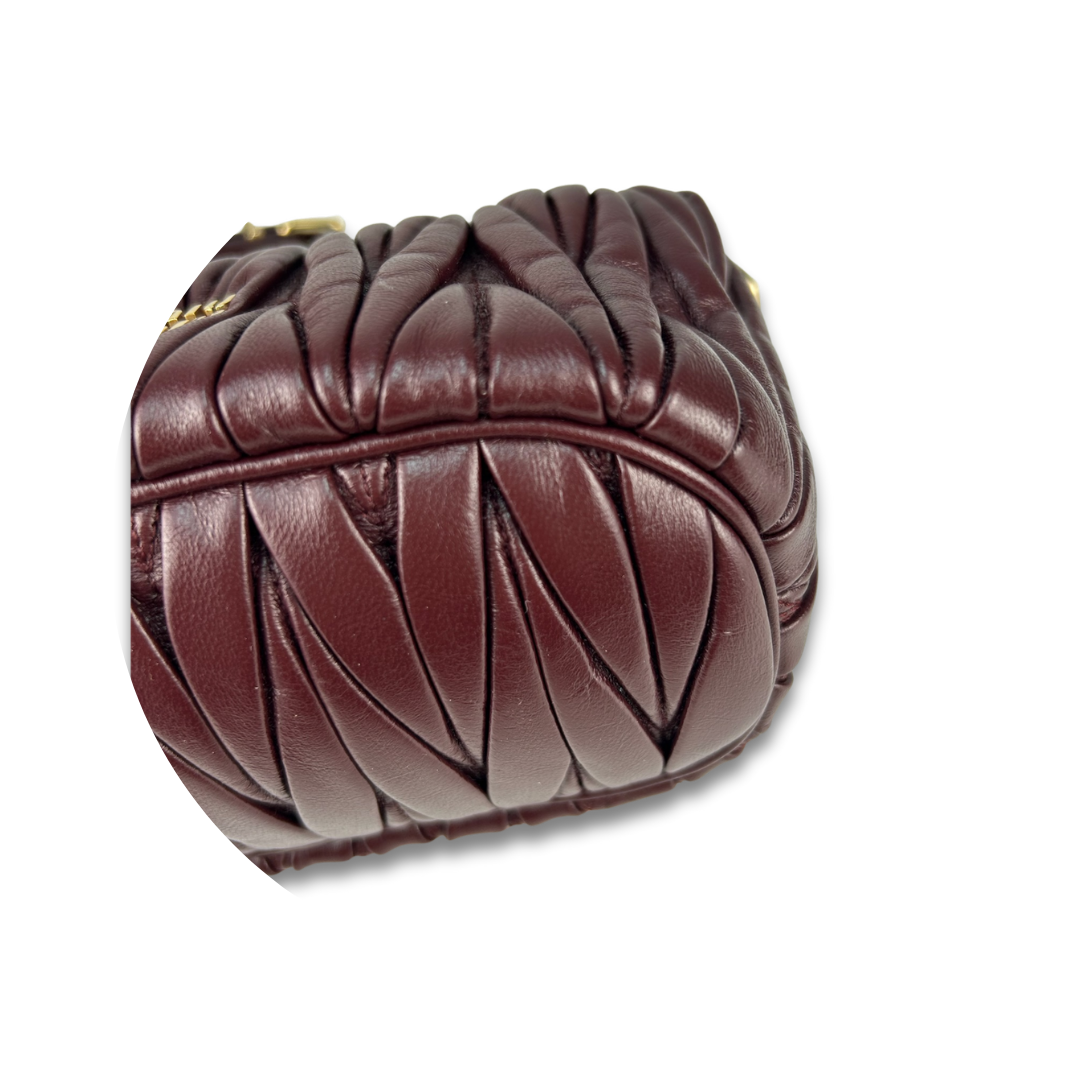 Miu Miu Burgundy Matelassé Nappa Pouch
