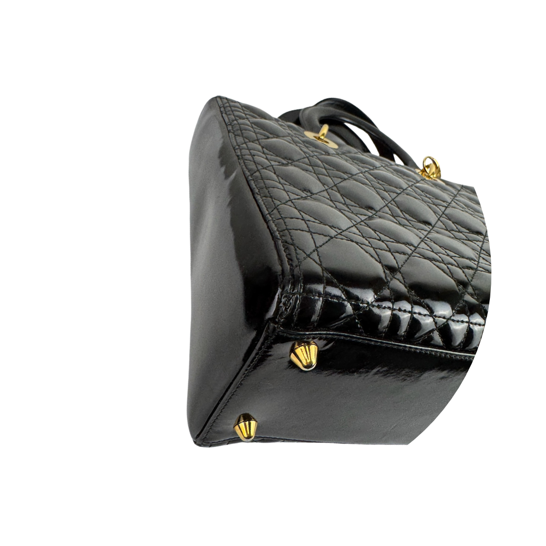 Dior Black Patent Large Lady Dior