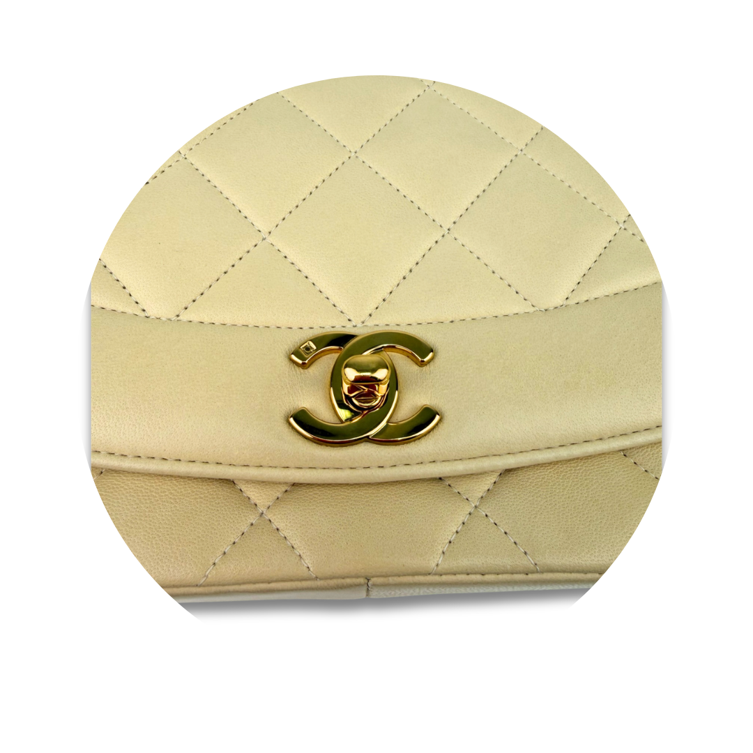 Chanel Medium Lambskin Beige Diana Single Flap
