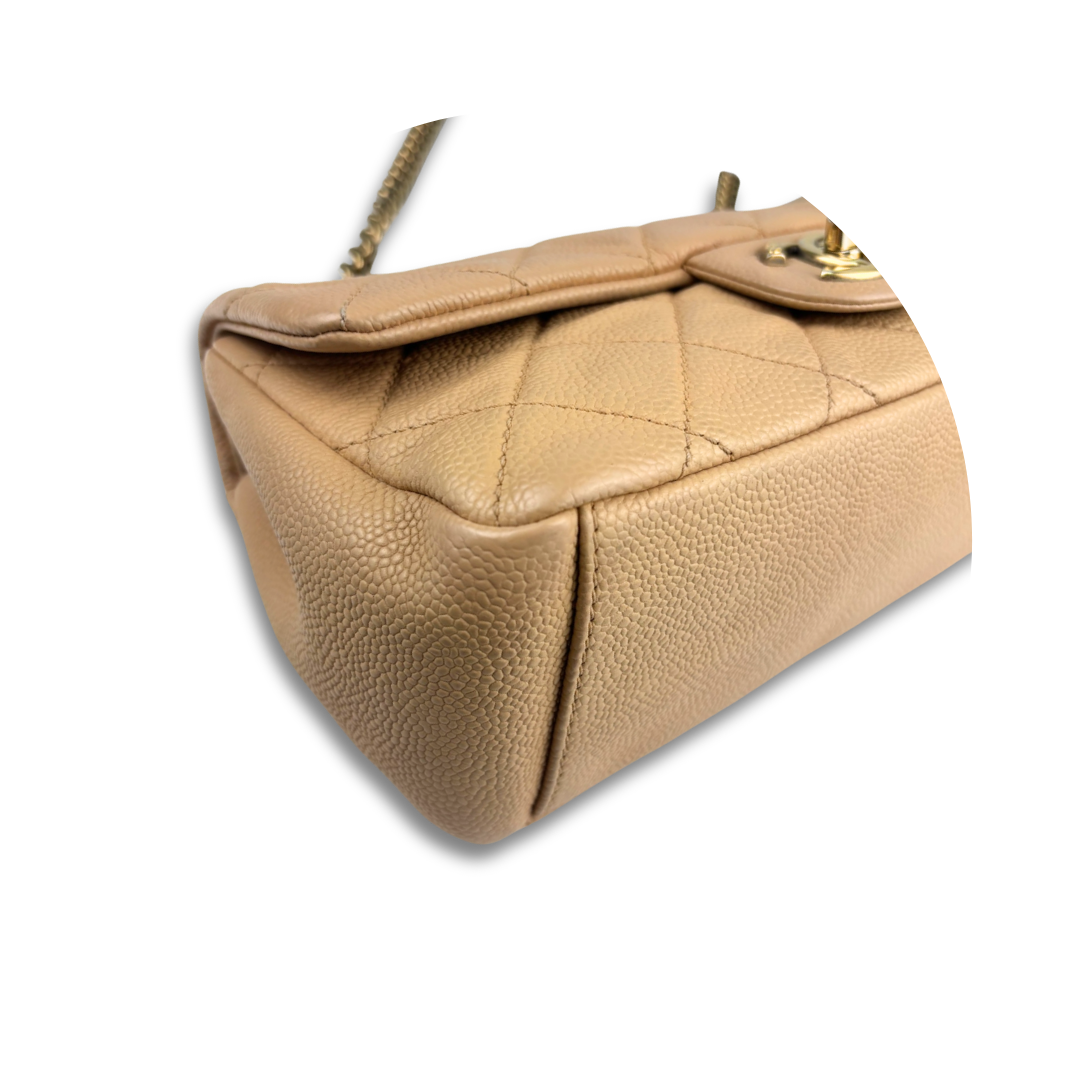 Chanel Tan Caviar Quilted Medium Chic Quilt Flap Bag
