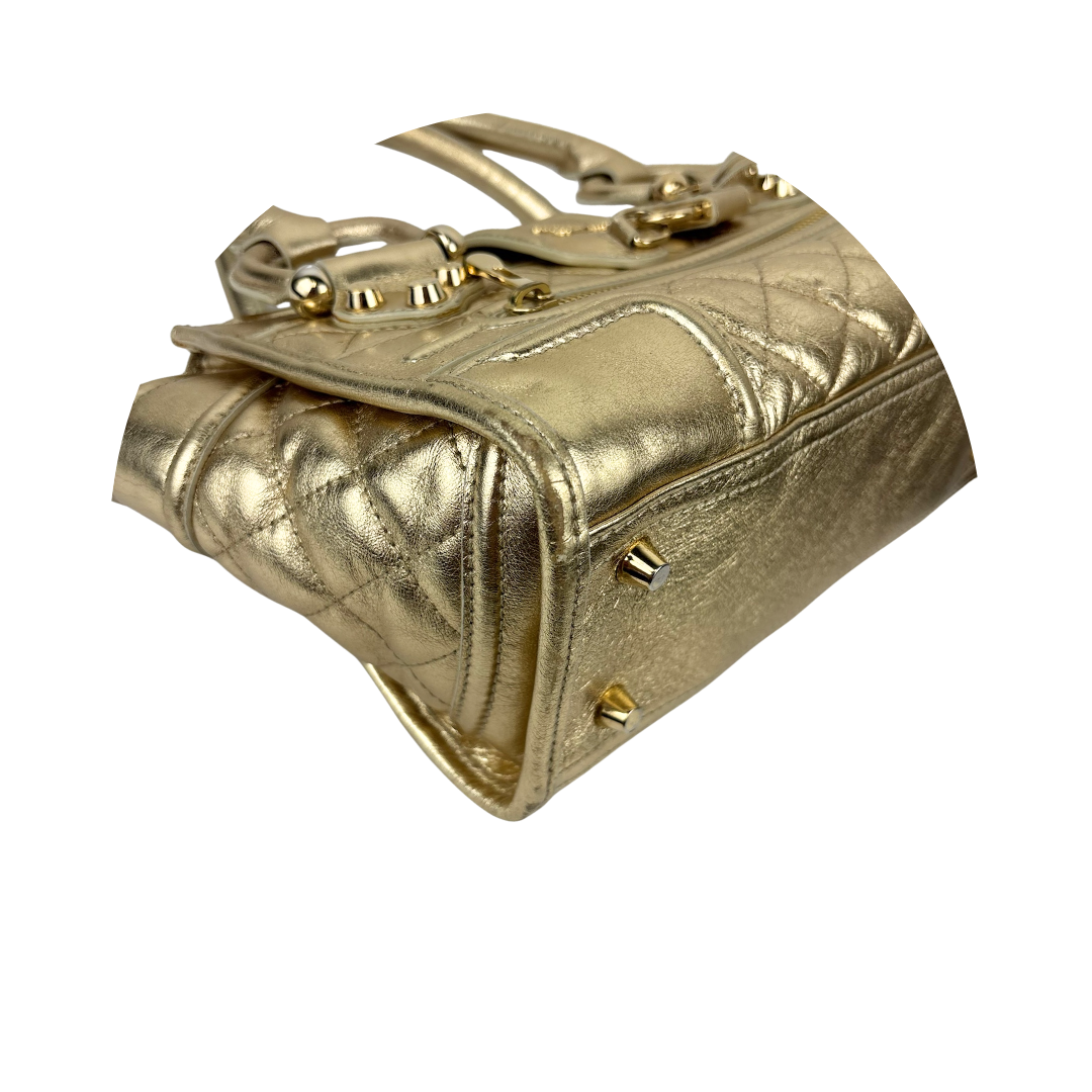 Burberry Gold Metallic Mini Manor Bag