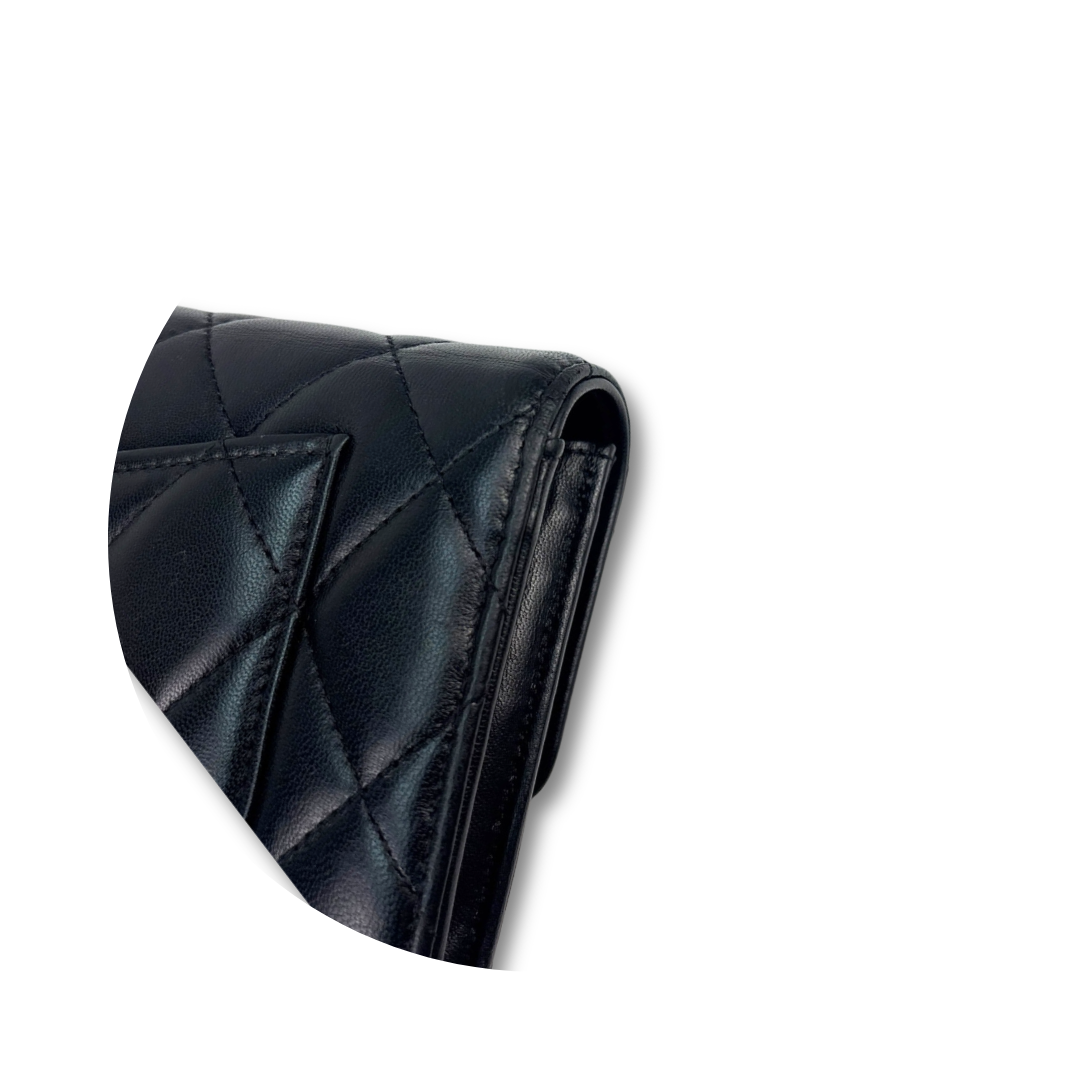 Chanel Black Lambskin Classic Flap Wallet