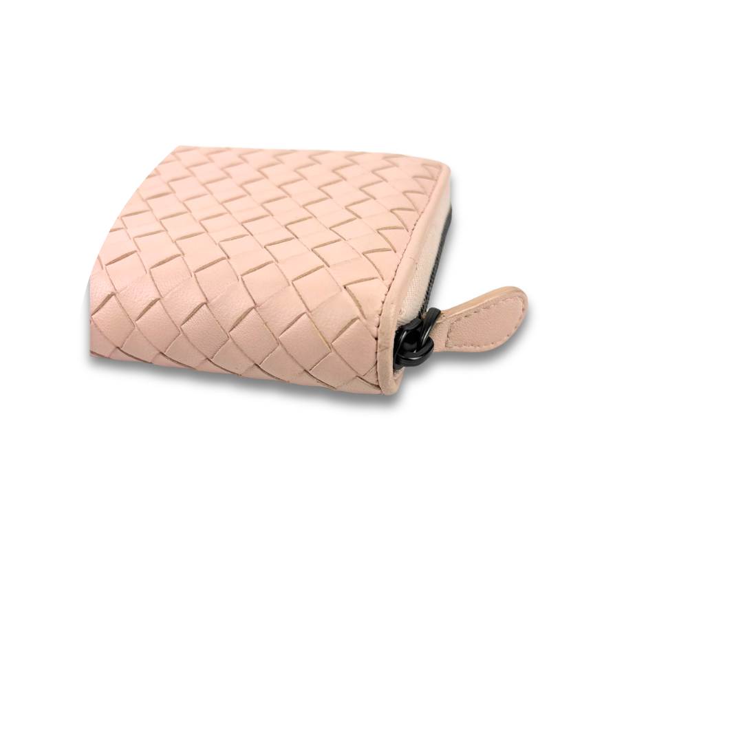 Bottega Veneta Pink Intrecciato Full Zip Wallet