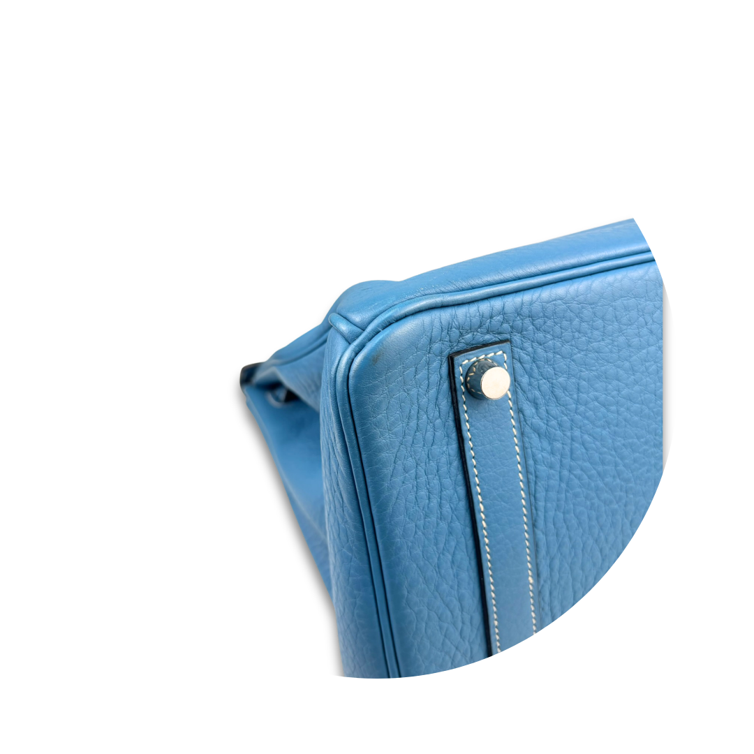 Hermès Clemence Birkin 35 Blue Jean