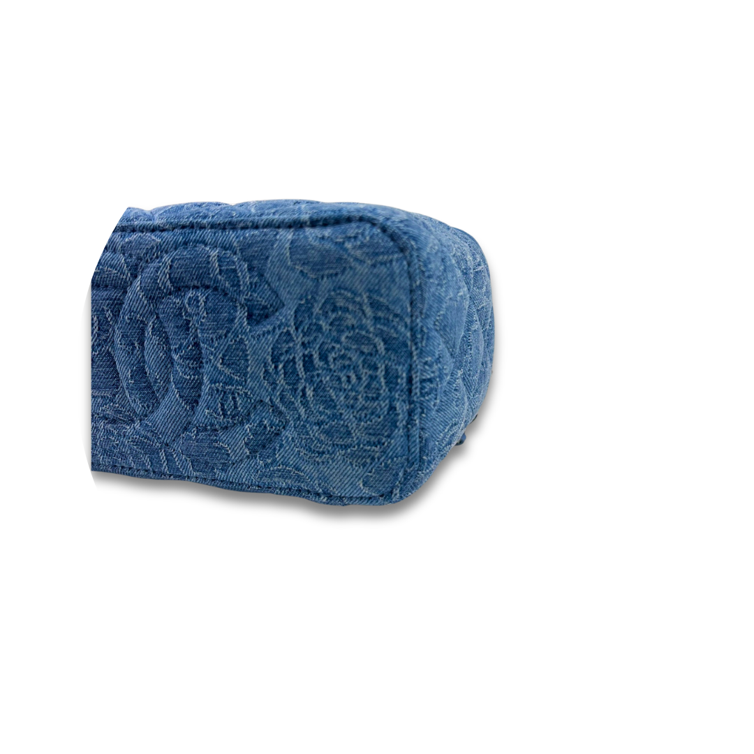 Chanel Camellia Denim Sweetheart Adjustable Chain Vanity Case