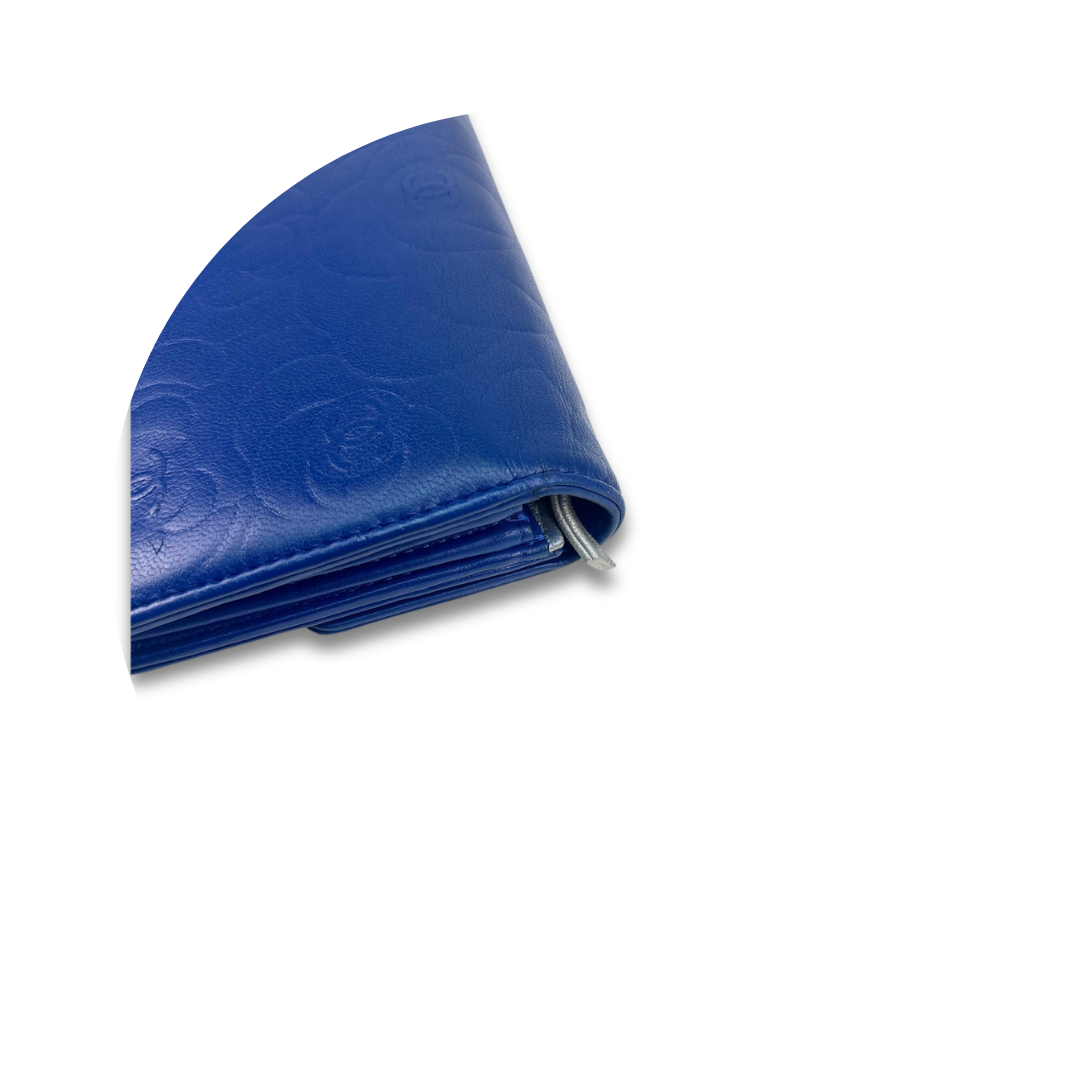 Chanel Blue Camellia Snap Wallet