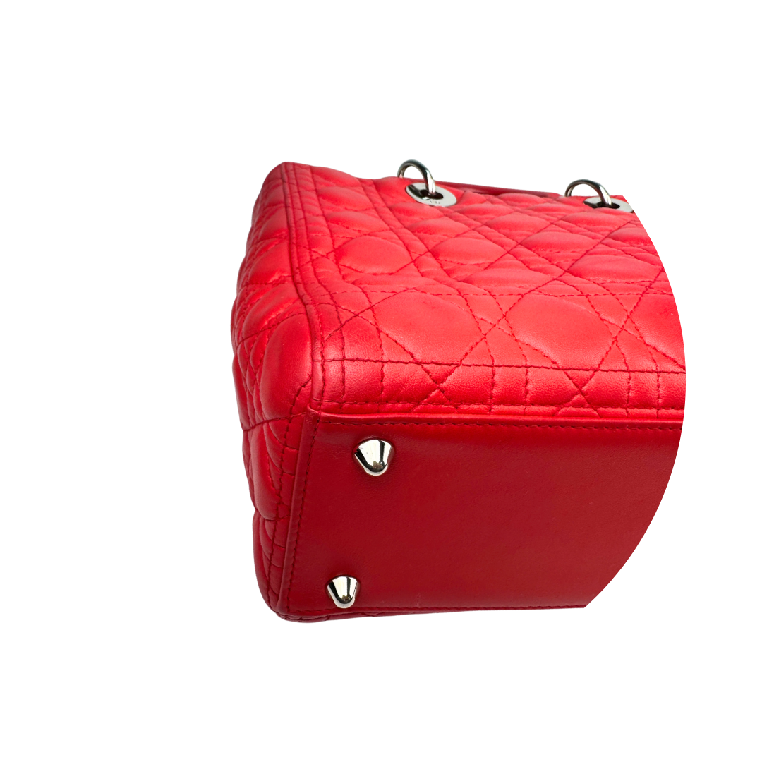 Dior Red Lambskin Large Lady Dior
