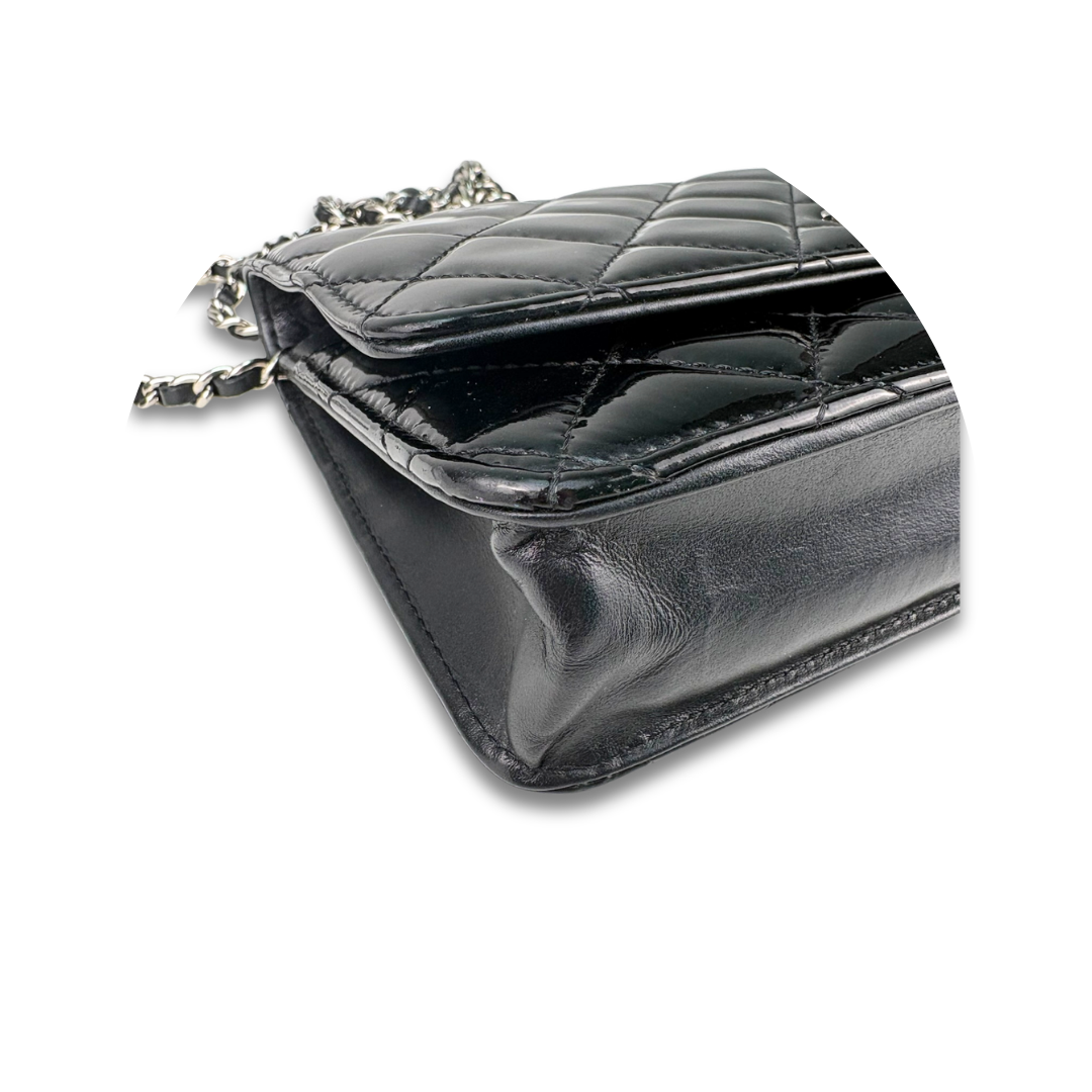 Chanel Black Patent Classic Wallet on Chain