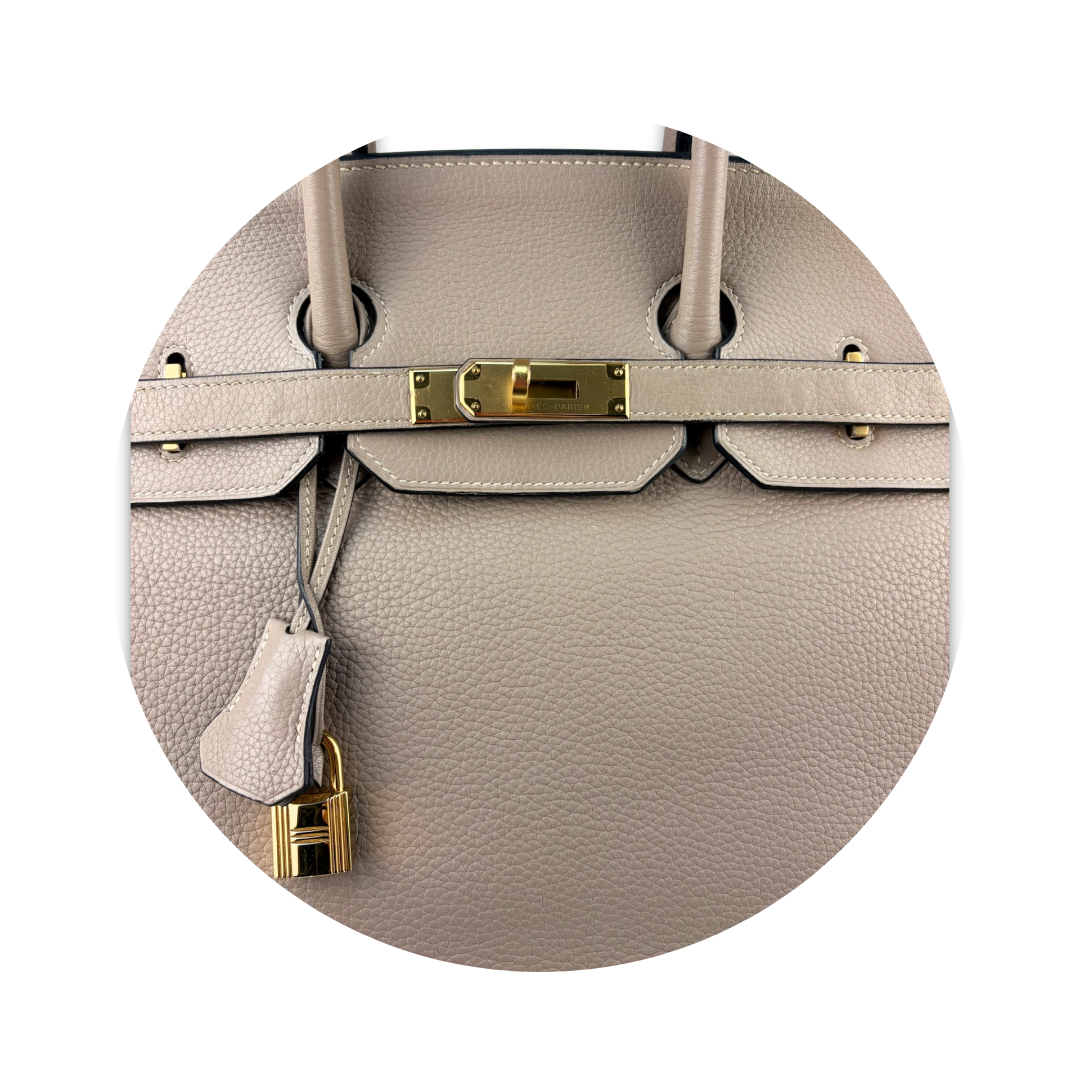 Hermès Clemence Birkin 35 Gris Tourterelle