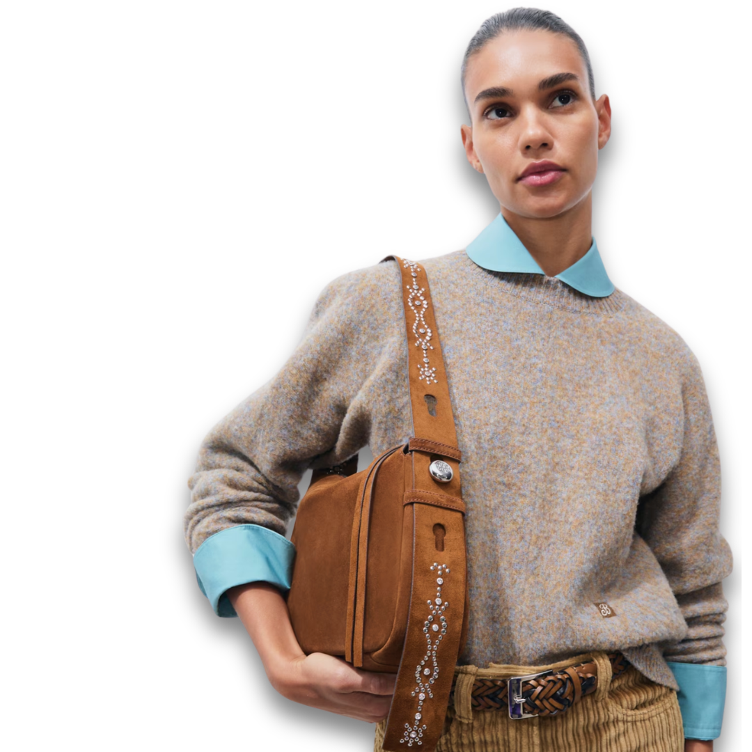Tory Burch Romy Studded Suede Shoulder Bag