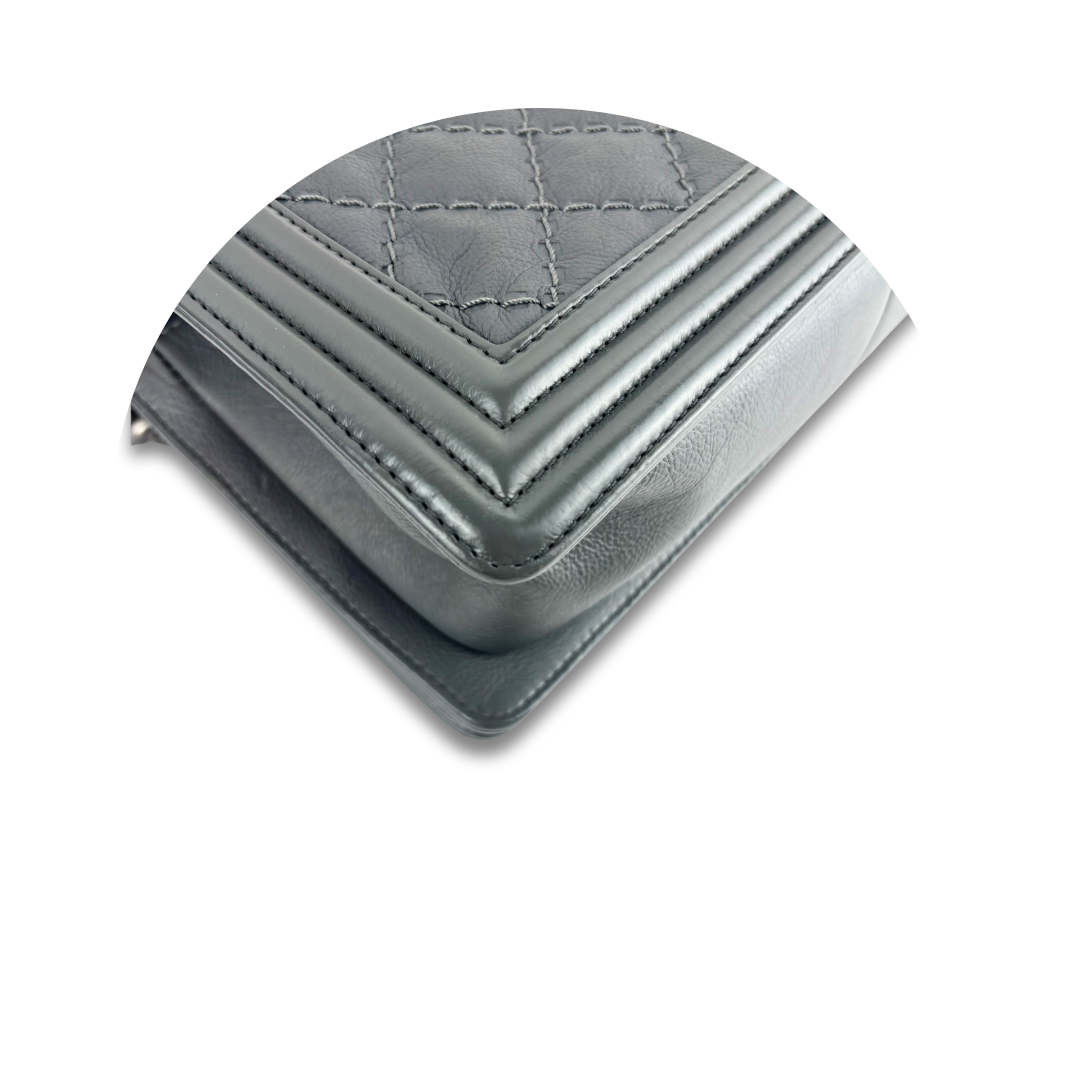 Chanel Grey Double Stitch Medium Boy Bag