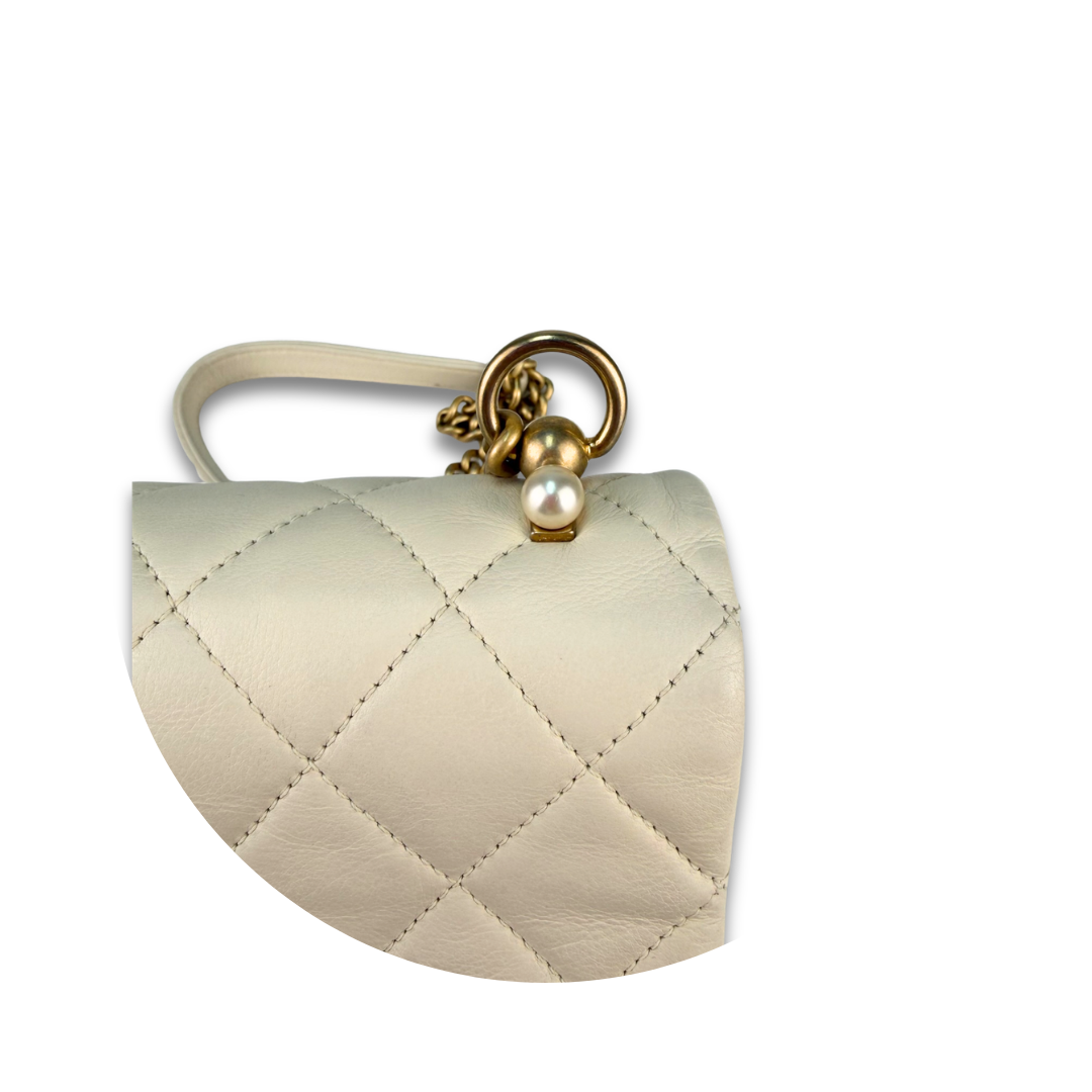 Chanel White Pearl Accordion Flap Bag