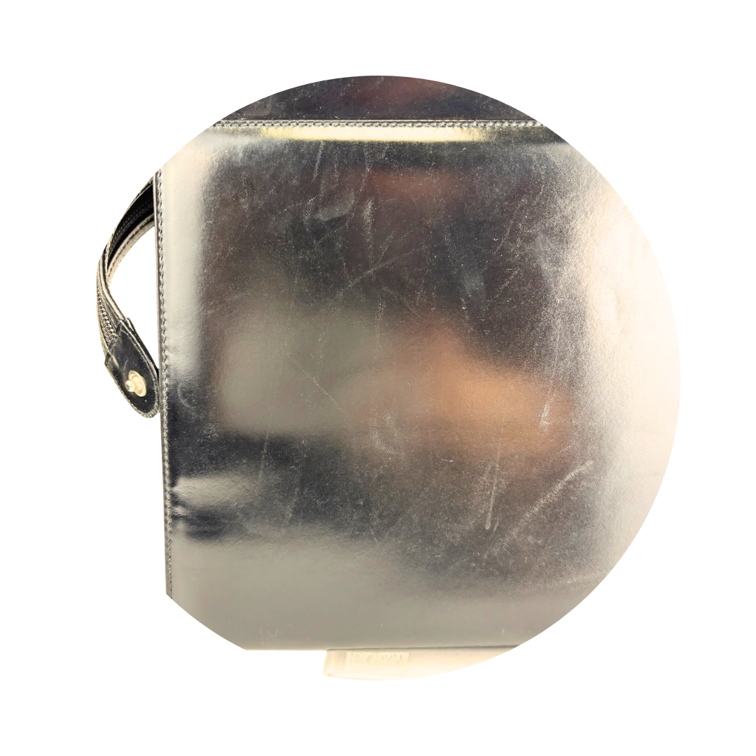Ferragamo Black Leather Gancini Top Handle