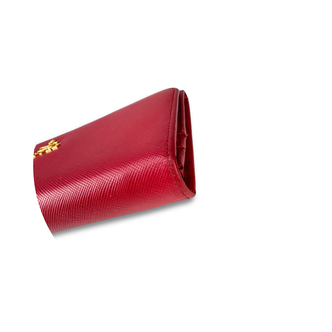 Prada Pink Saffiano Continental Snap Wallet