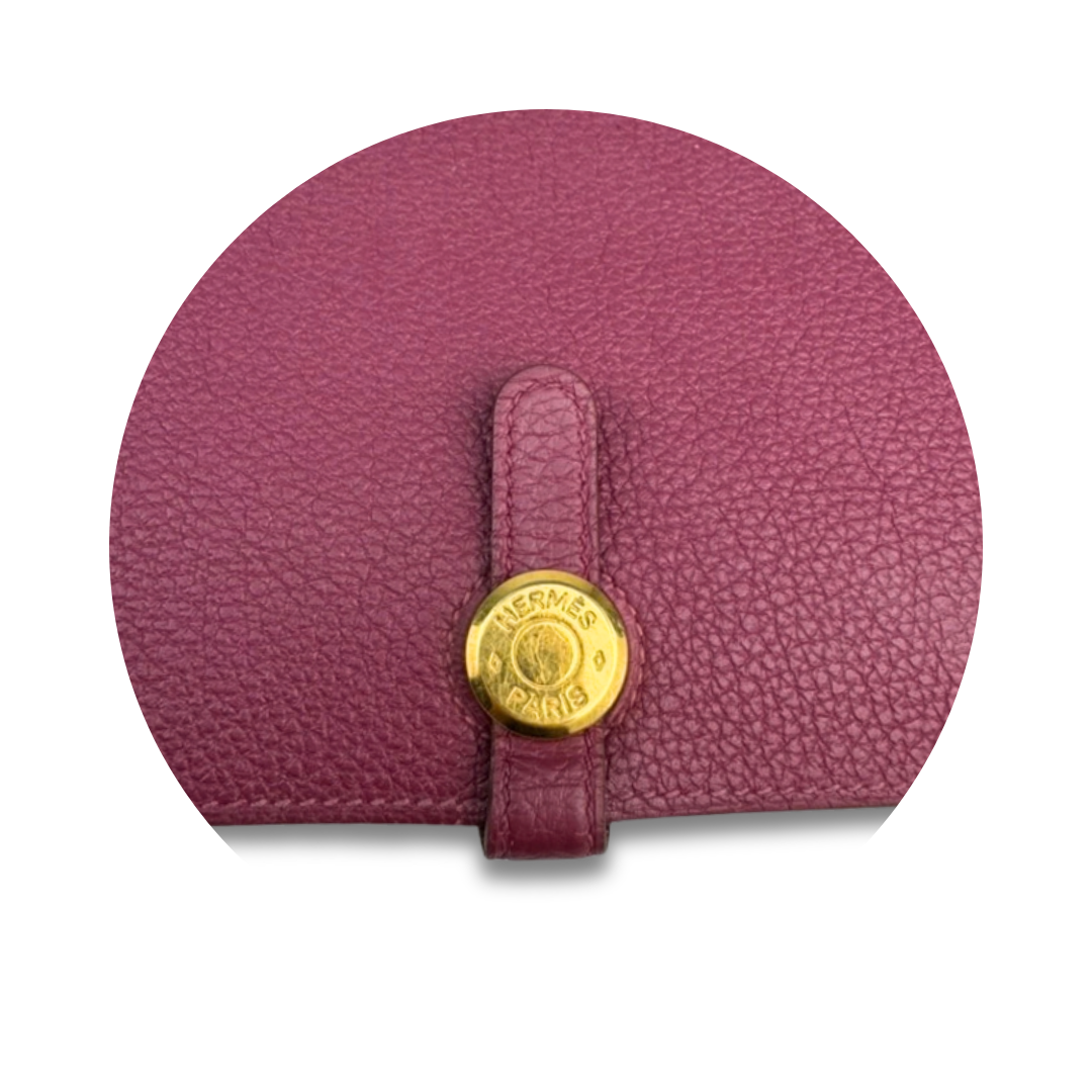 Hermès Clemence Dogon Duo Wallet Plum