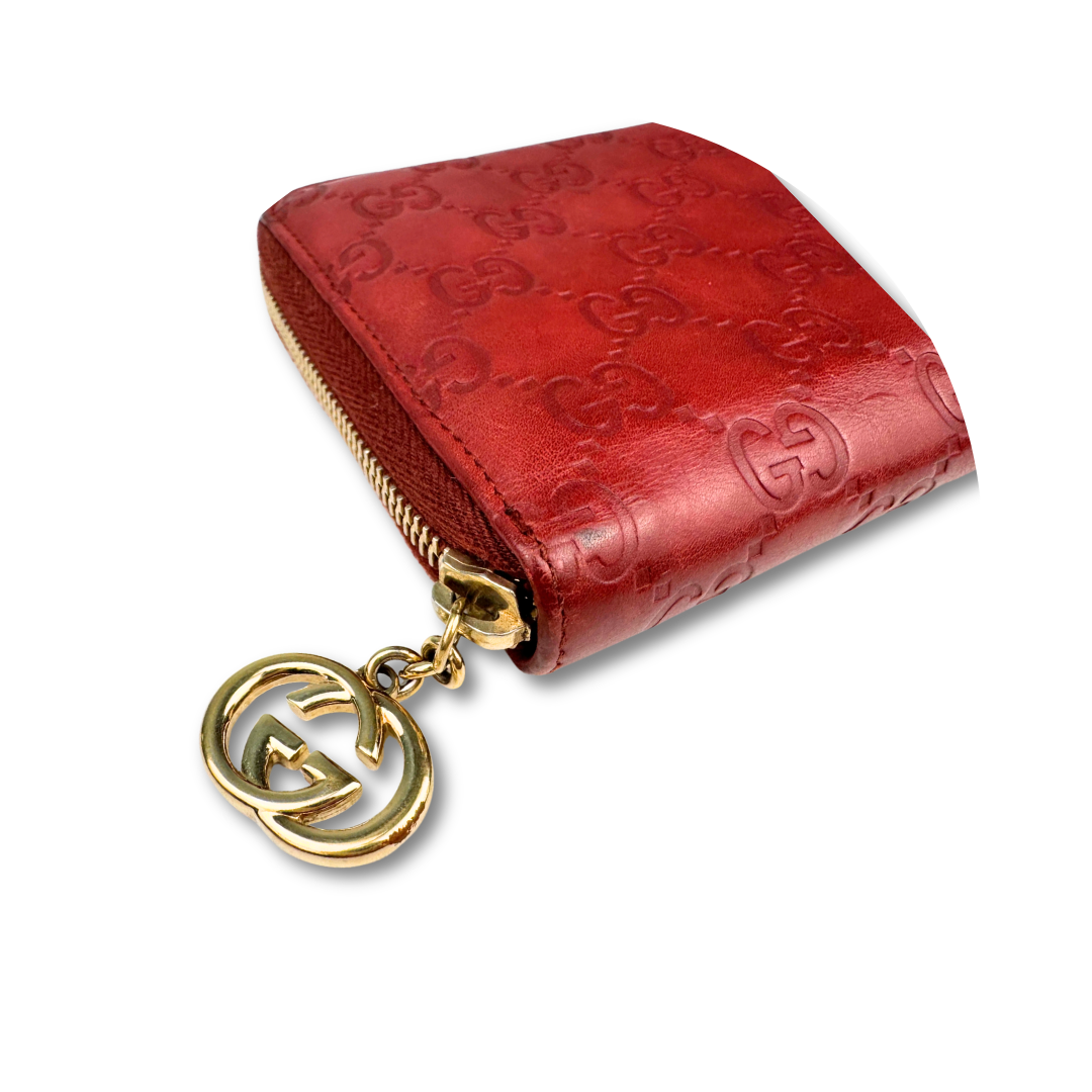 Gucci Red Guccissima Zip Around wallet