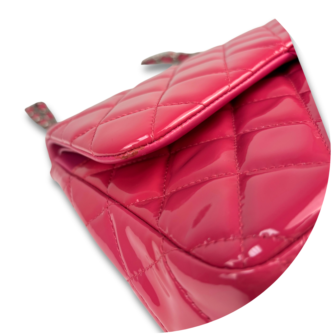 Chanel Dark Pink Patent Leather Jumbo Double Flap