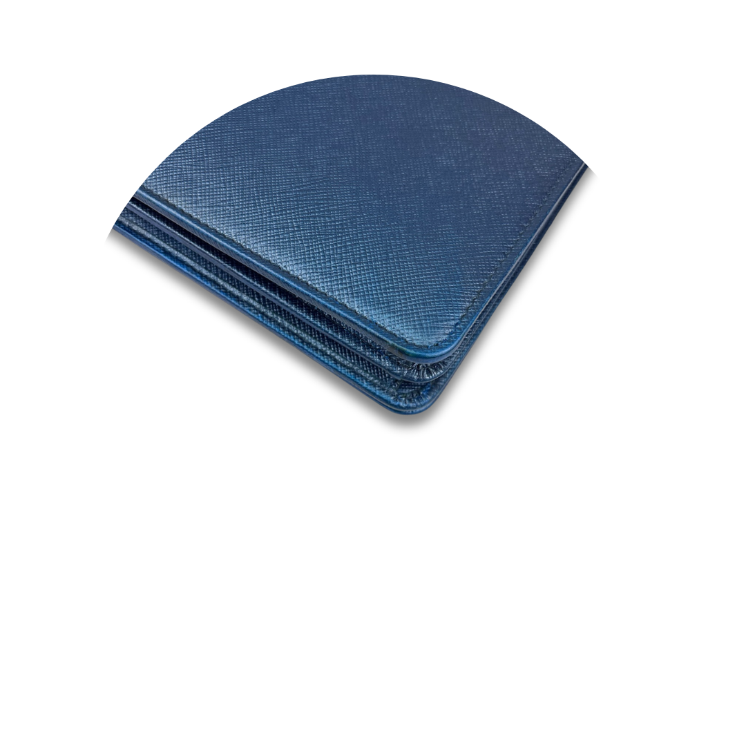 Prada Metallic Blue Saffiano Flap Crossbody
