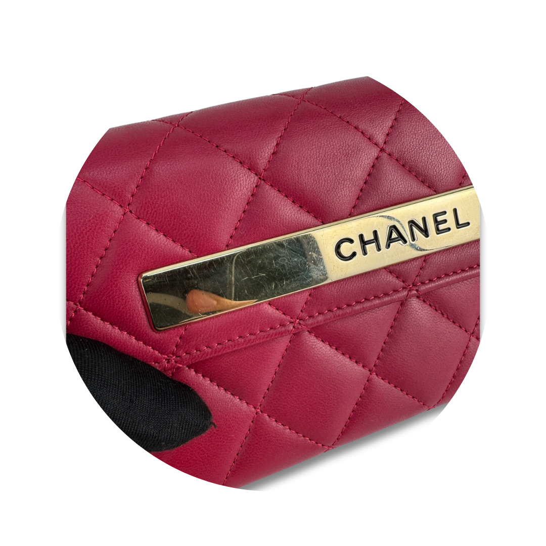 Chanel Fuchsia Quilted Lambskin Trendy CC Yen Wallet