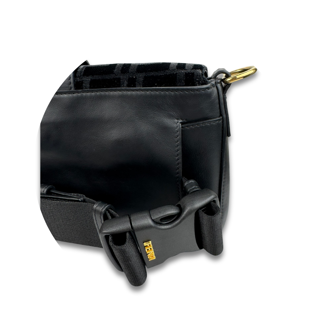 Fendi x Jackson Wang Black Velvet Convertible Baguette