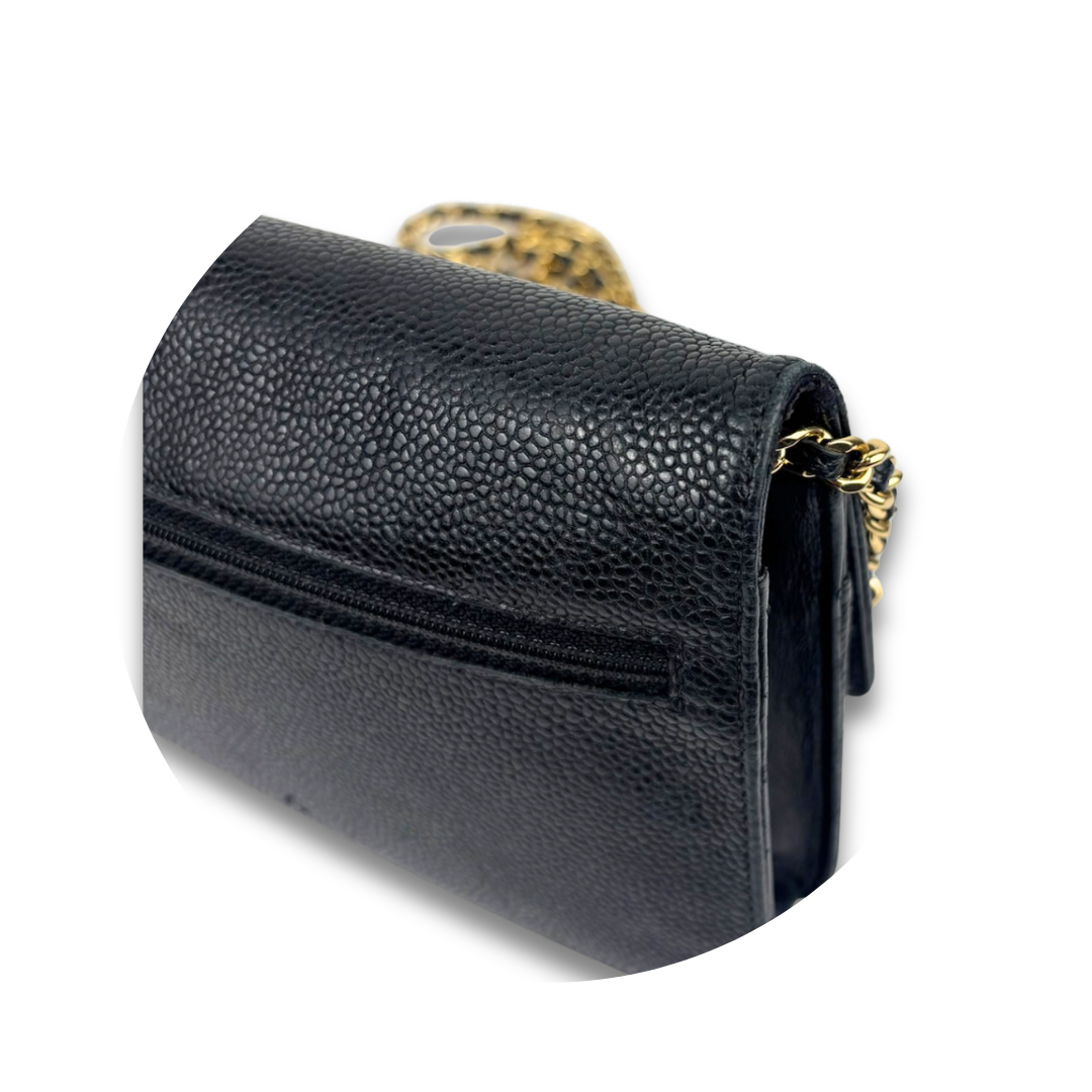 Chanel Caviar Black Classic Wallet on Chain