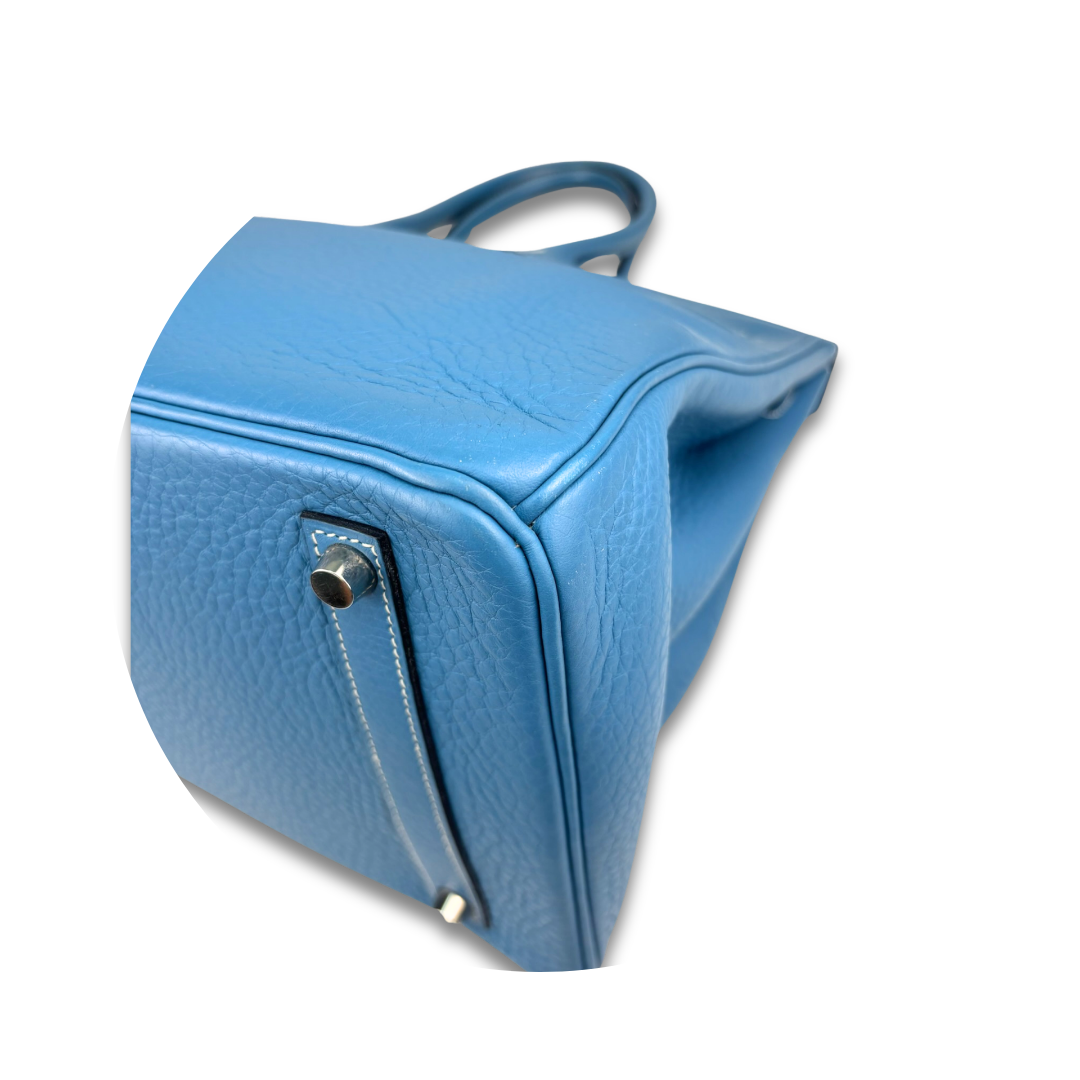 Hermès Clemence Birkin 35 Blue Jean