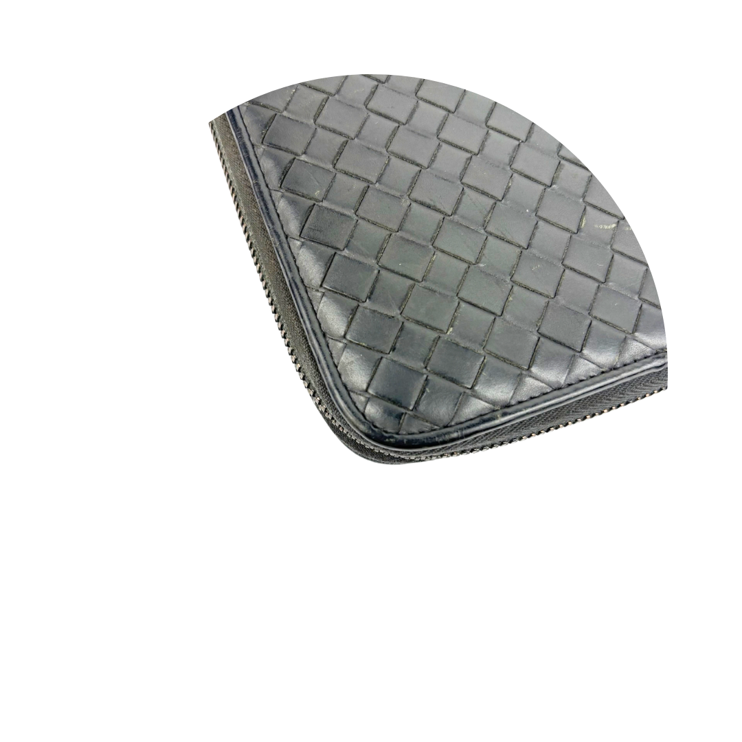 Bottega Veneta Intrecciato Grey Zip Around Wallet