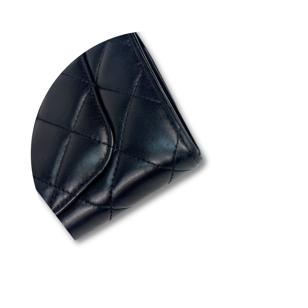 Chanel Black Lambskin Classic Flap Wallet