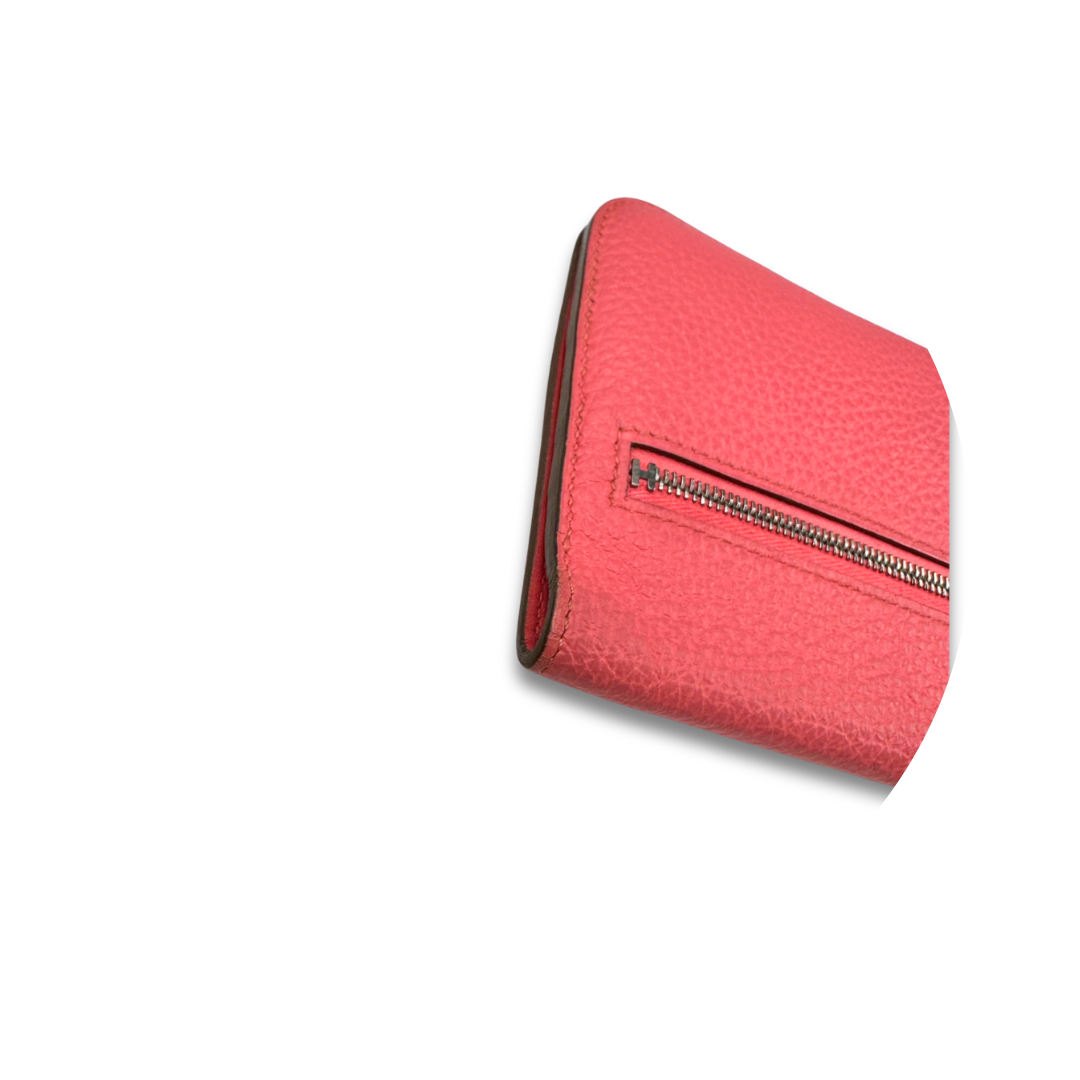 Hermès Clemence Dogon Duo Wallet Rose Jaipur