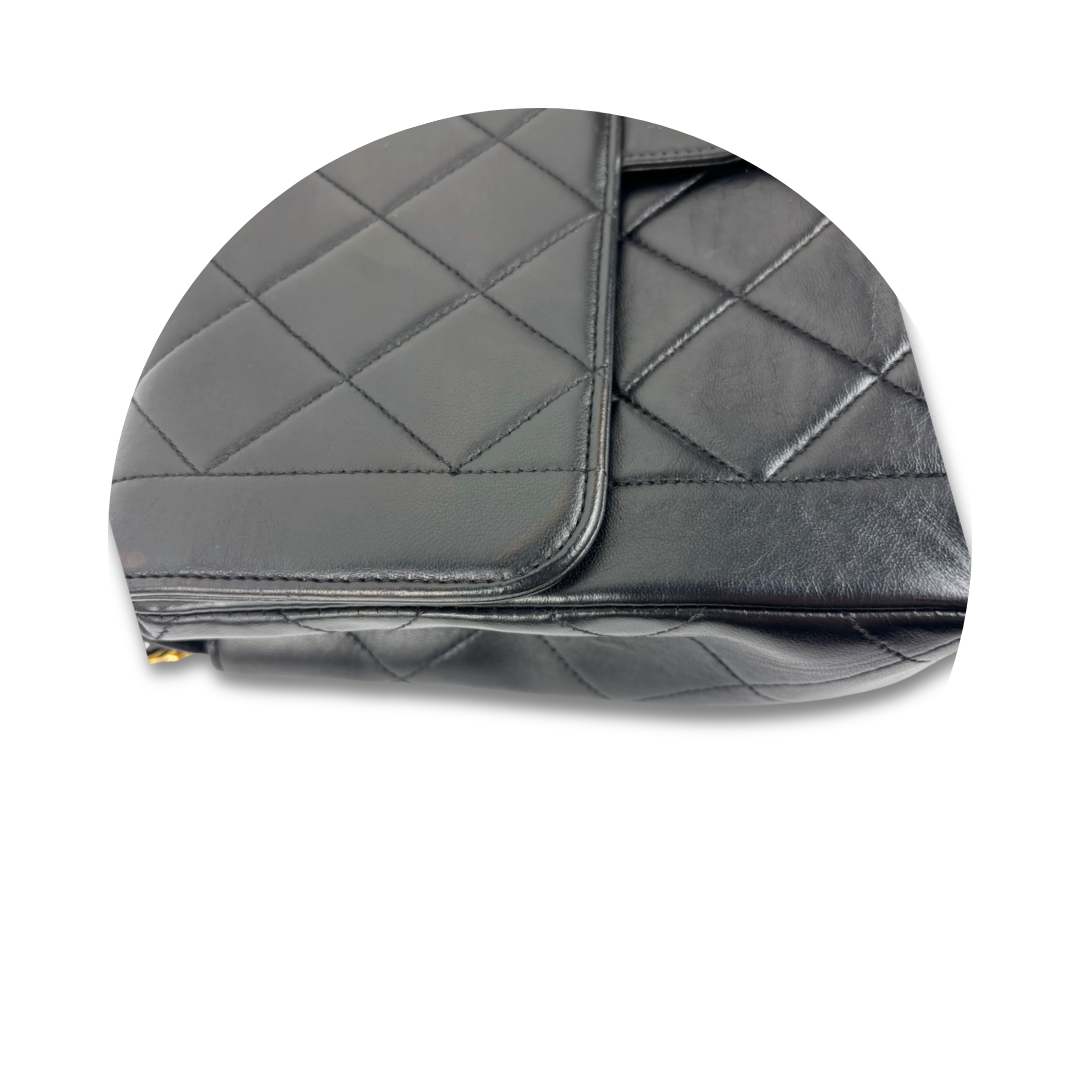 Chanel Black Lambskin Square Single Flap