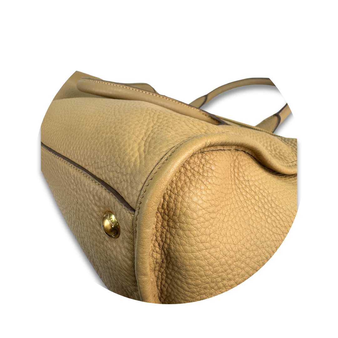 Prada Tan Daino Leather Zip Tote