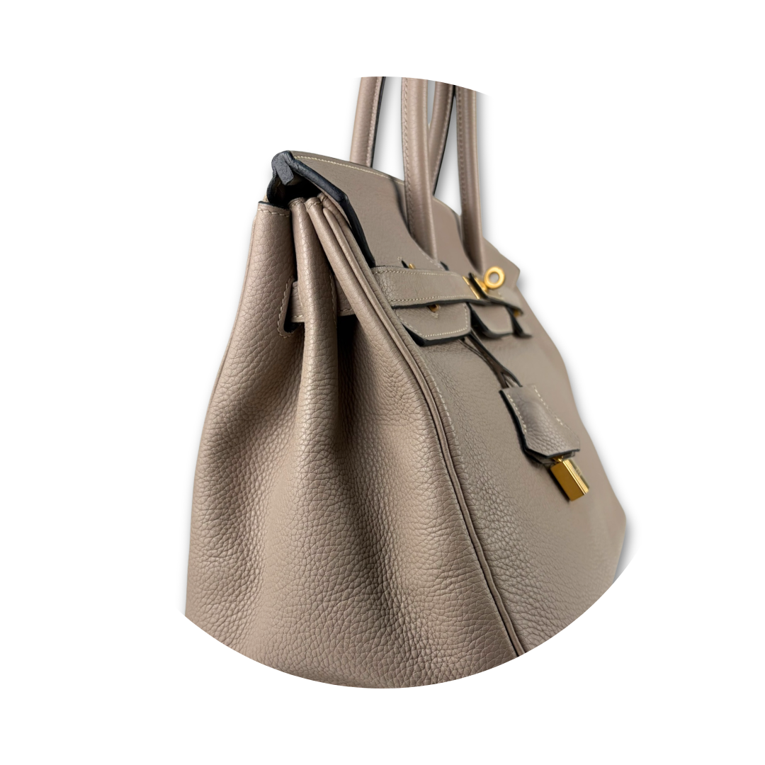 Hermès Clemence Birkin 35 Gris Tourterelle