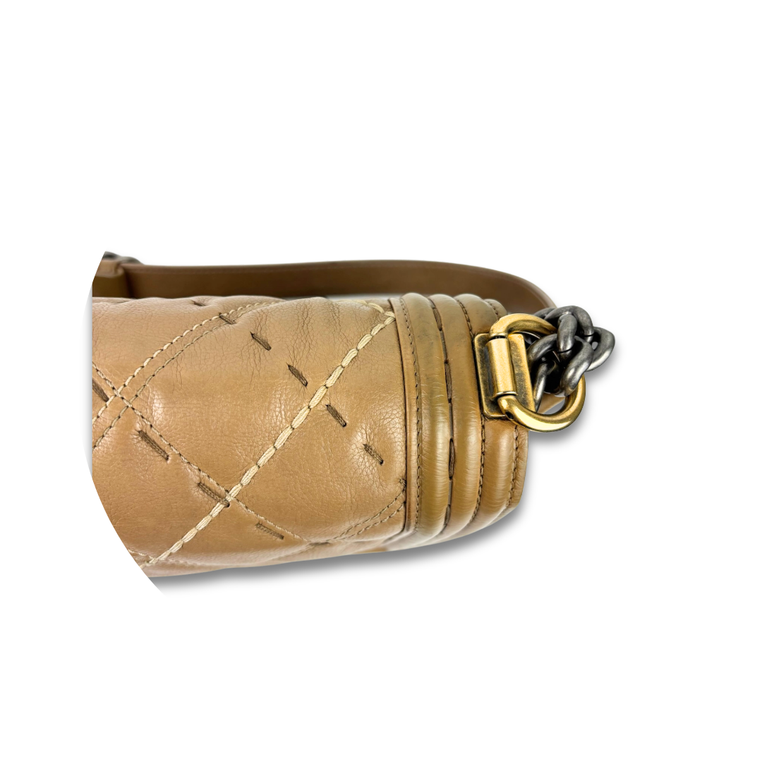 Chanel Brown Stitch Medium Boy Bag