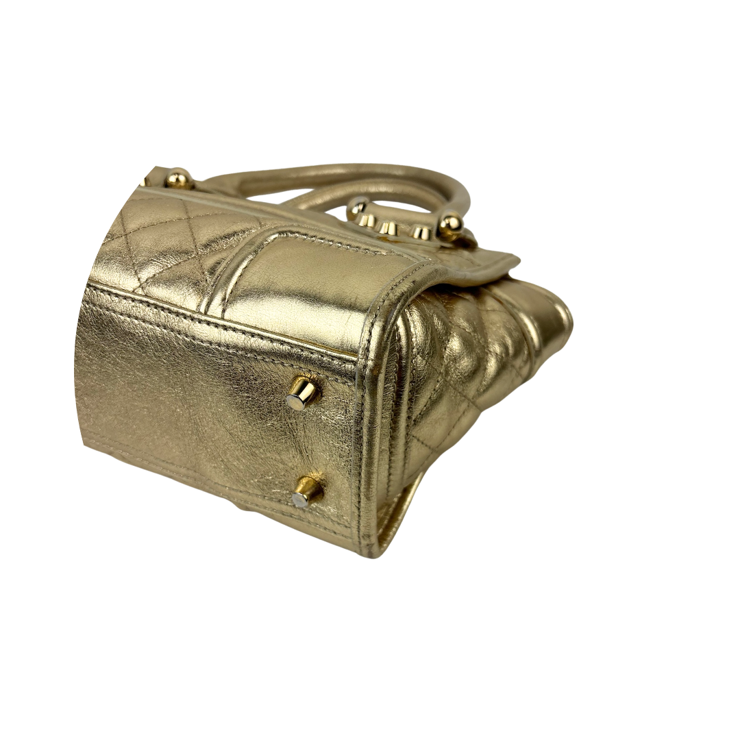 Burberry Gold Metallic Mini Manor Bag