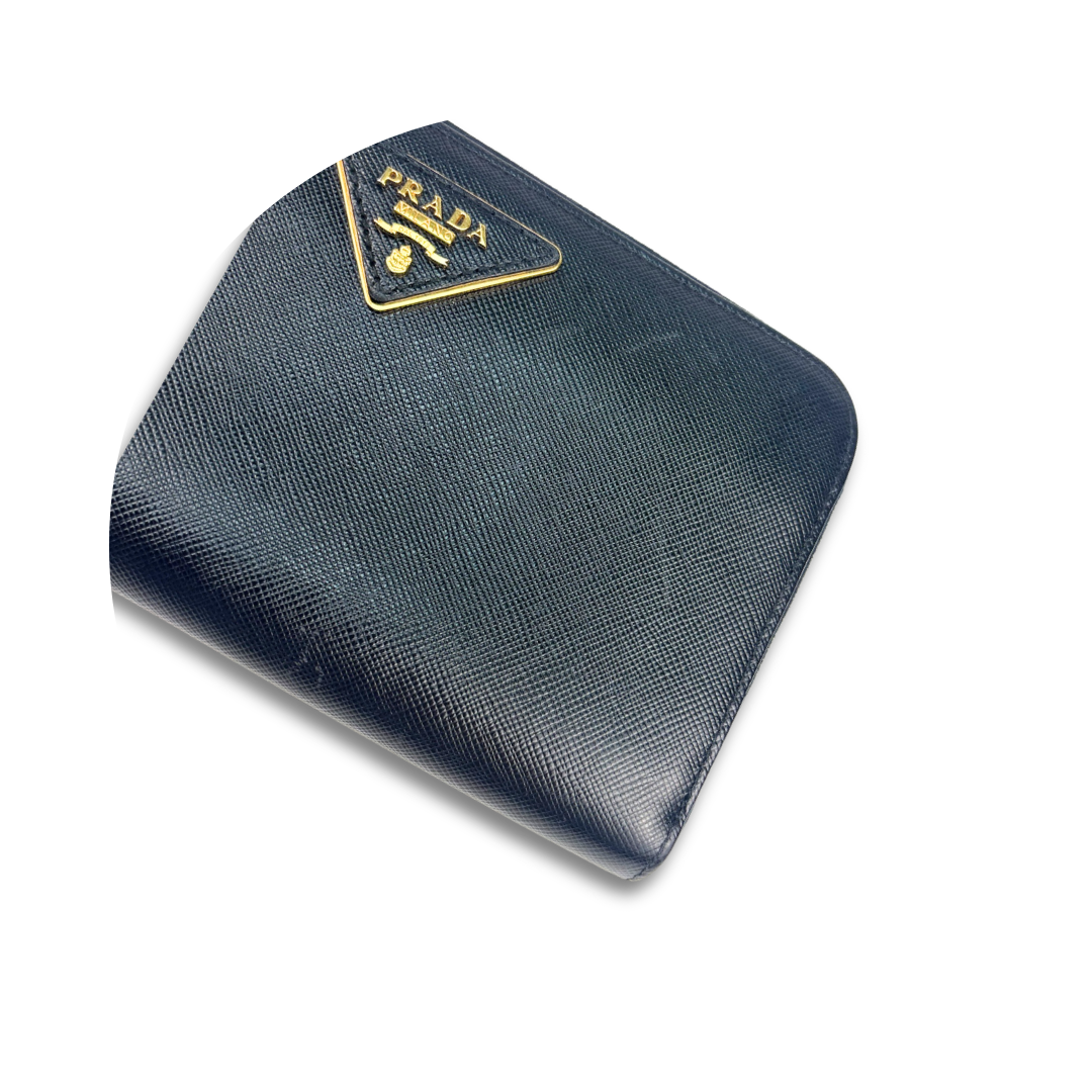 Prada Black Saffiano Zipper Wallet