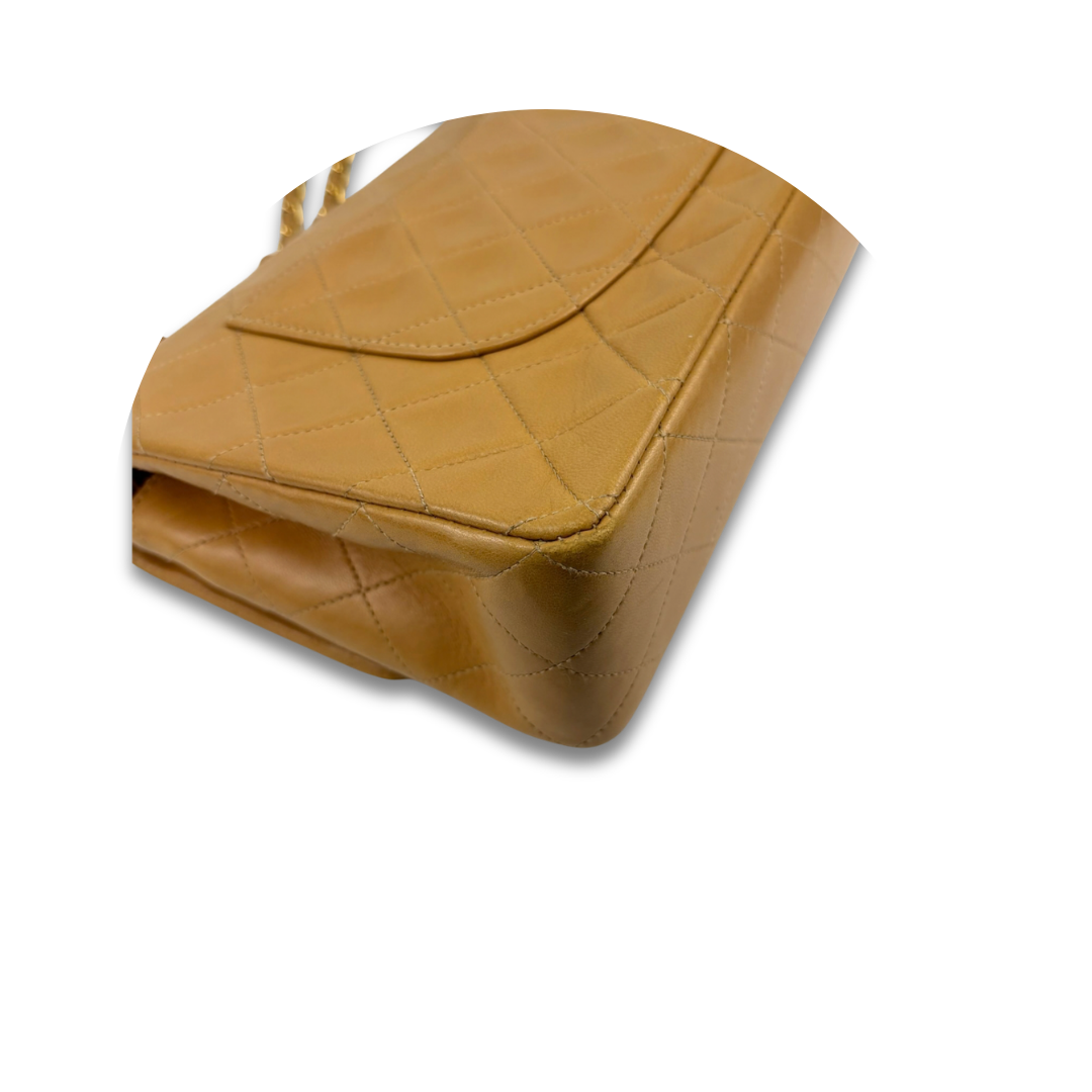 Chanel Camel Lambskin Classic Medium Double Flap
