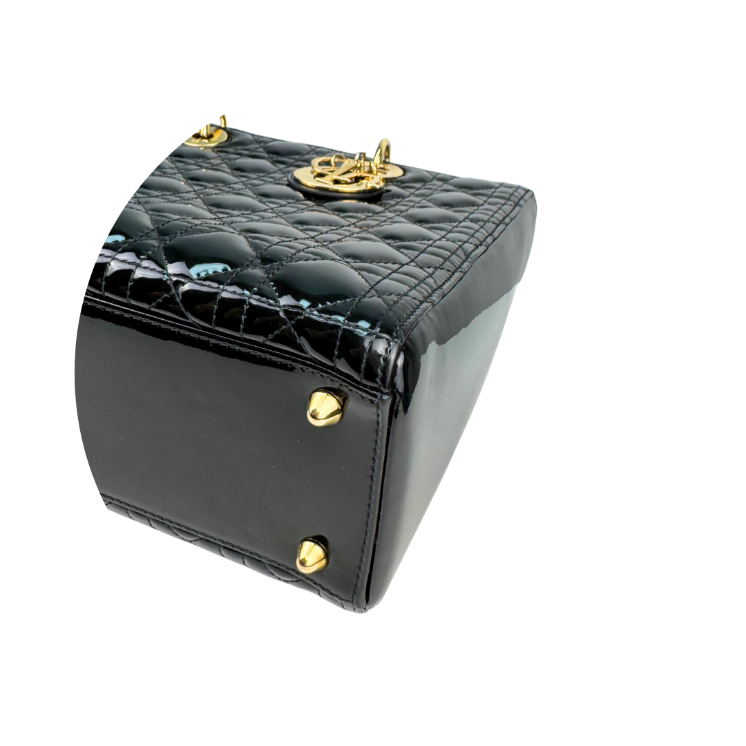 Dior Black Patent Large Lady Dior