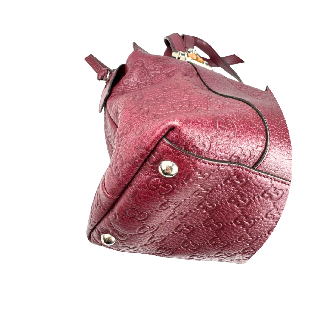 Gucci Guccissima Medium Bamboo Bar Shoulder Bag
