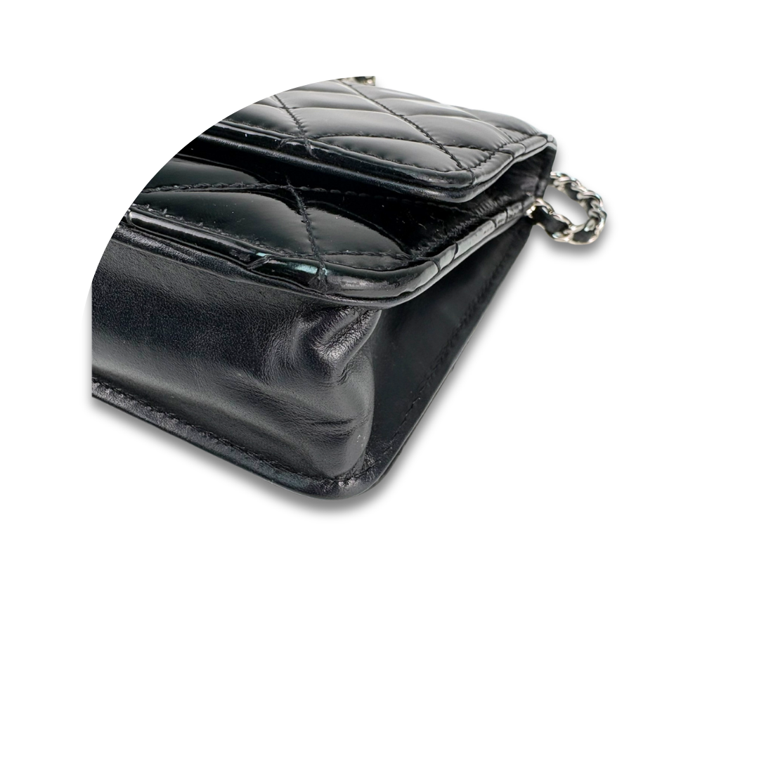Chanel Black Patent Classic Wallet on Chain