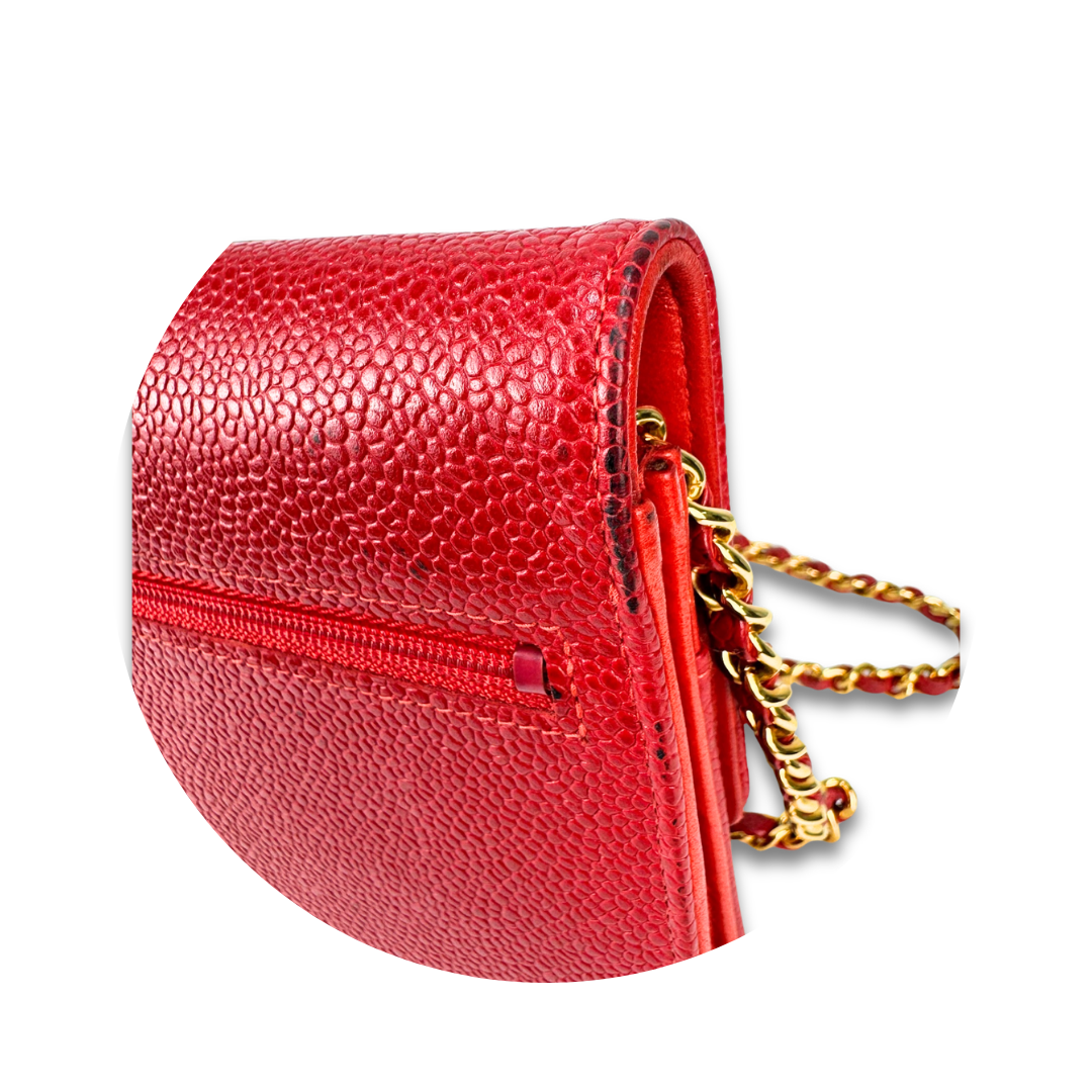 Chanel Red Caviar Timeless Wallet on Chain