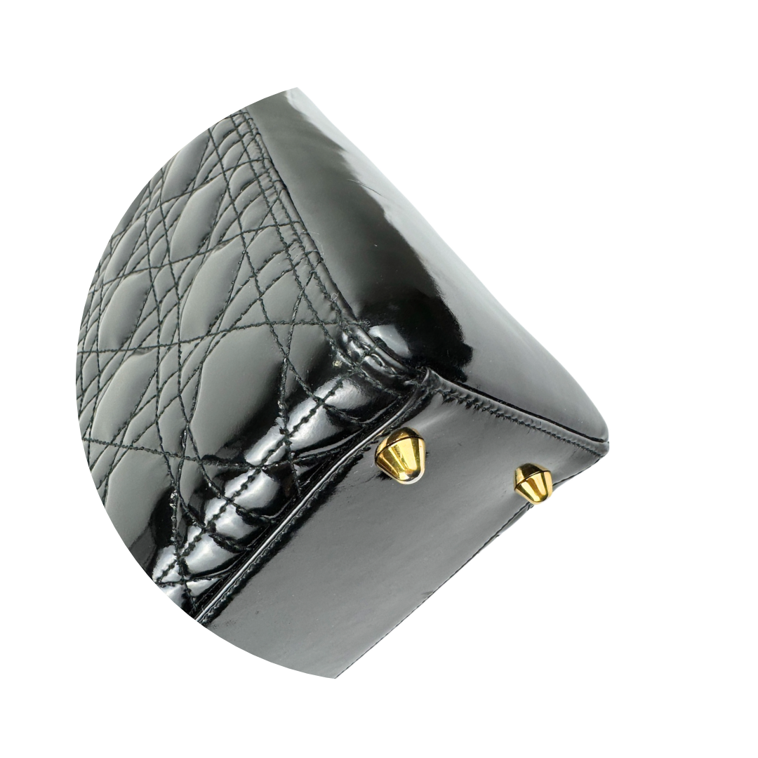 Dior Black Patent Large Lady Dior