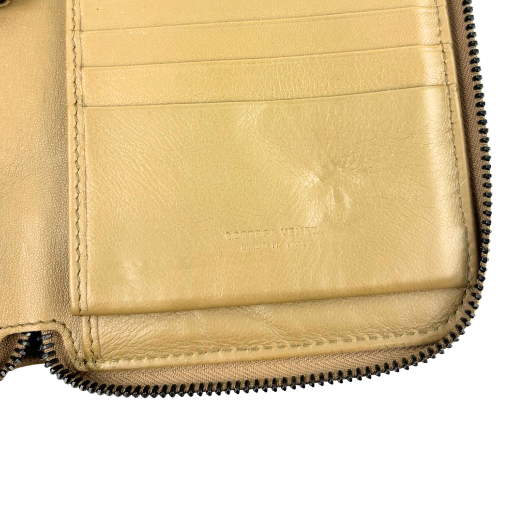 Bottega Taupe Zip Around Wallet