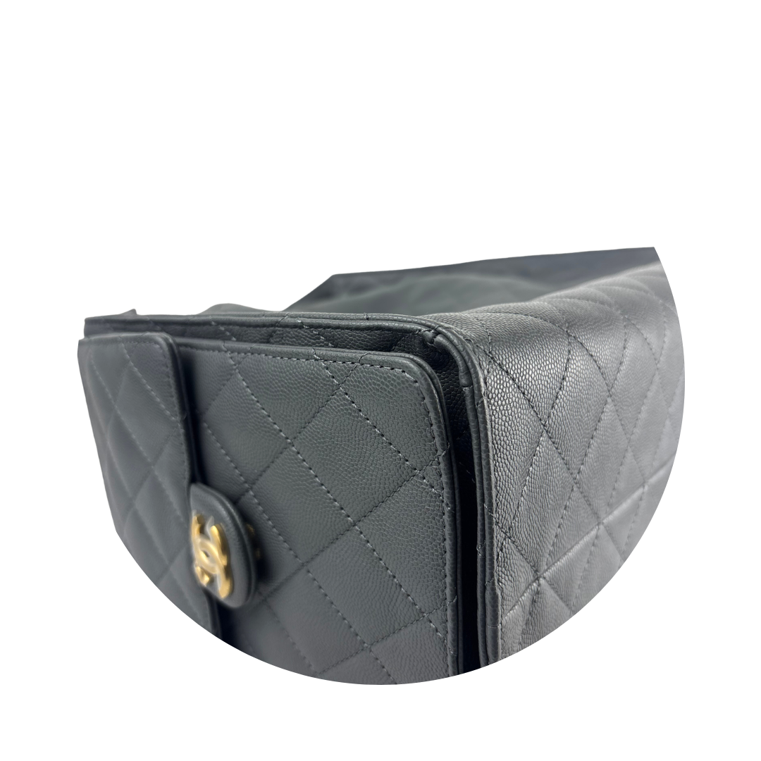 Chanel Dark Grey Caviar Quilted Medium 25 Hobo