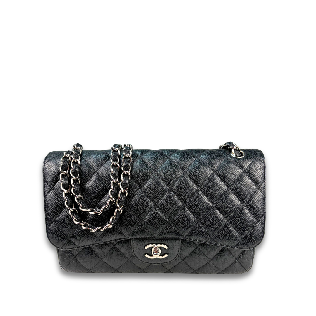 Chanel Black Caviar Classic Jumbo Double Flap
