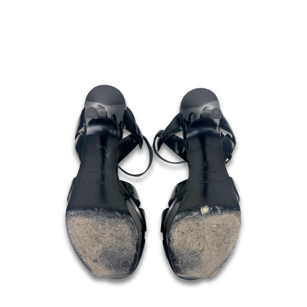YSL Patent Leather Tribute 105mm Sandals - Size 37.5
