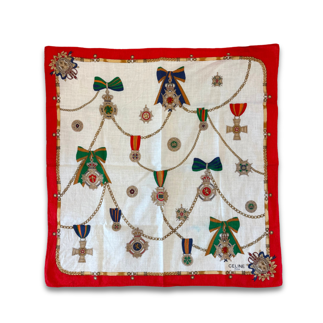 Celine Red Trim Chain Cotton Handkerchief