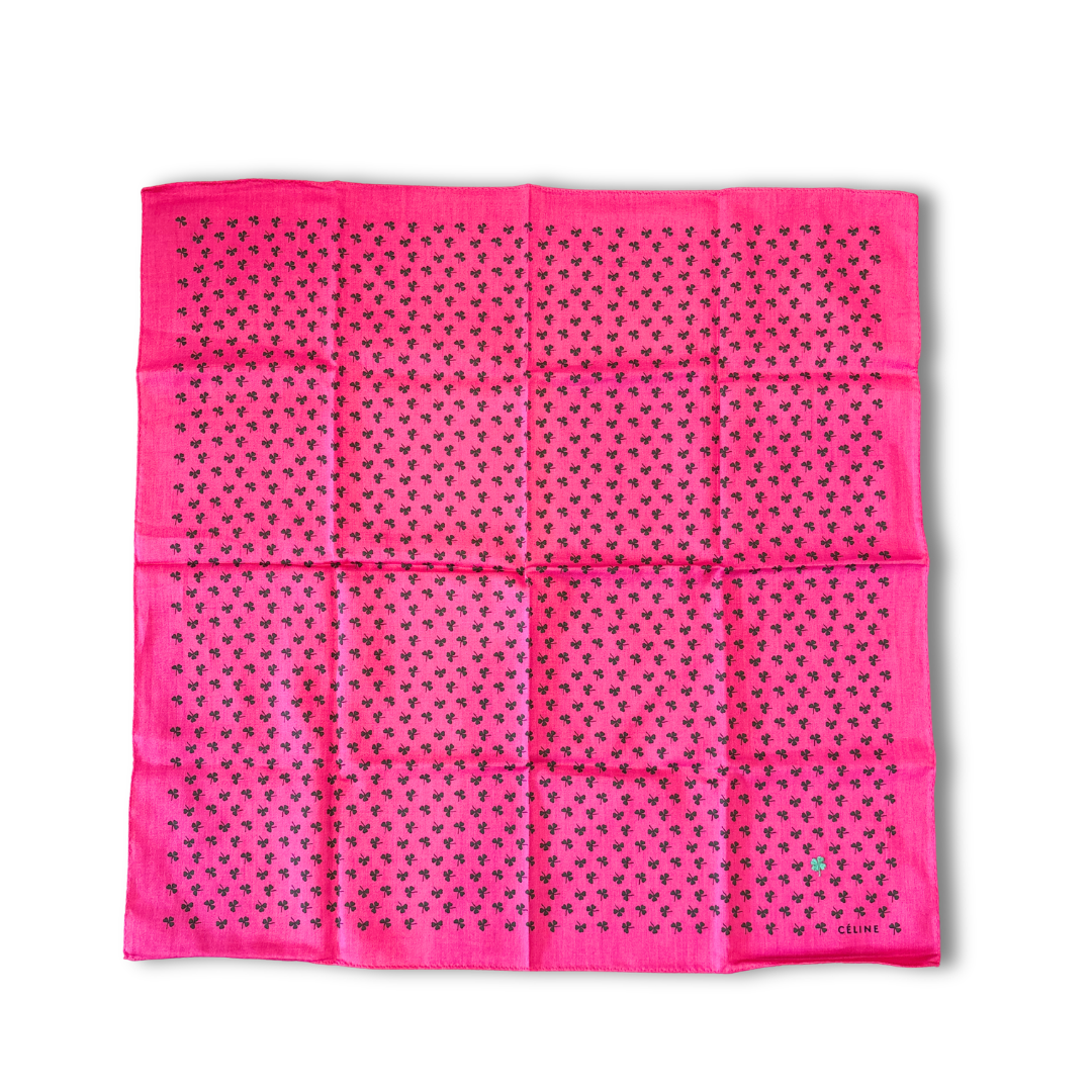 Celine Pink Four Leaf Clover Cotton Handkerchief