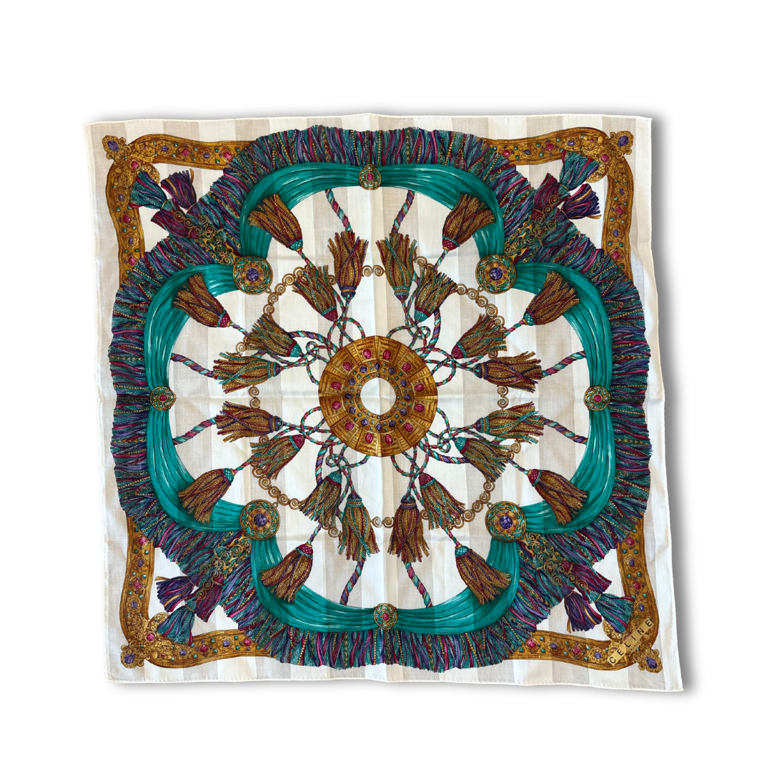 Celine Green Tassel Cotton Handkerchief