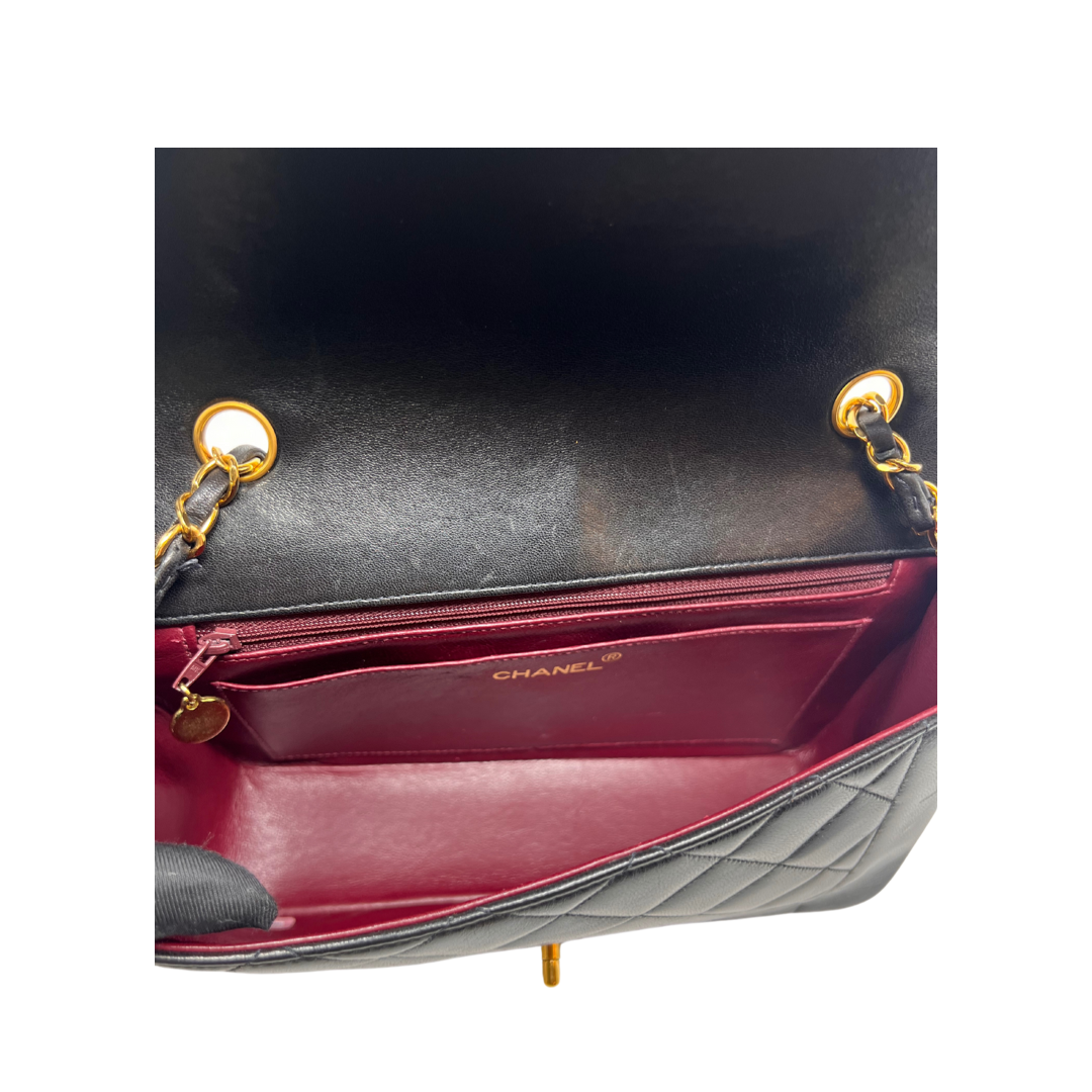 Chanel Black Lambskin Medium Diana